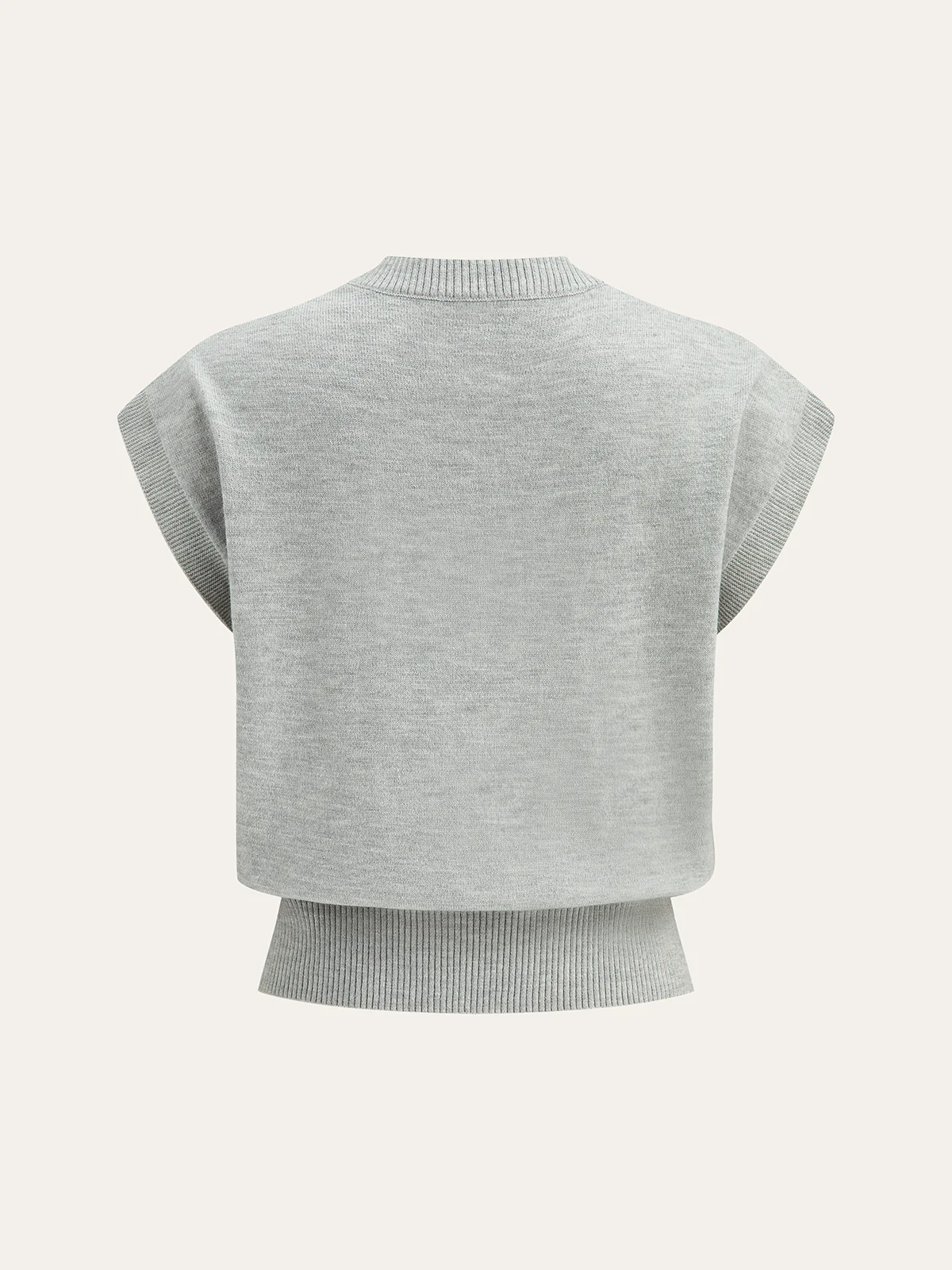 Flower Applique Cap Sleeve Knit Top - Image 2