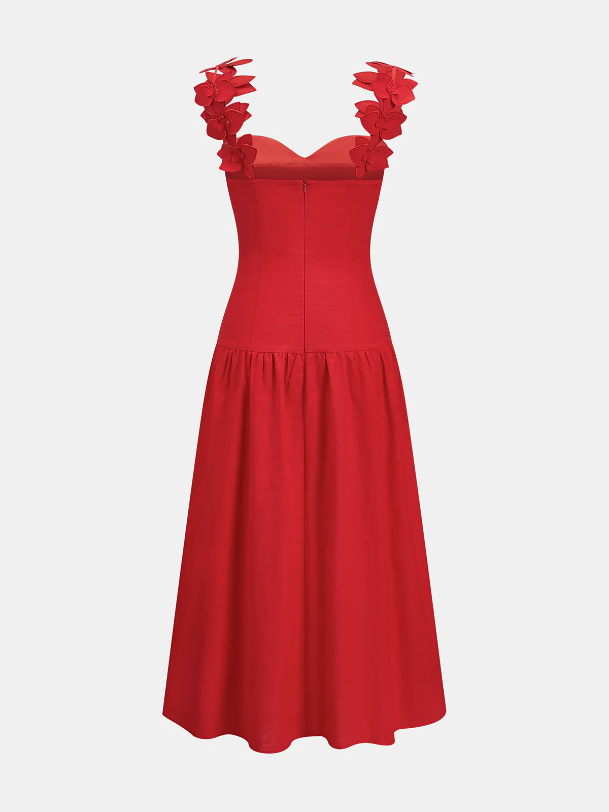 Flower Strap Cotton Linen Midi Dress - Image 2