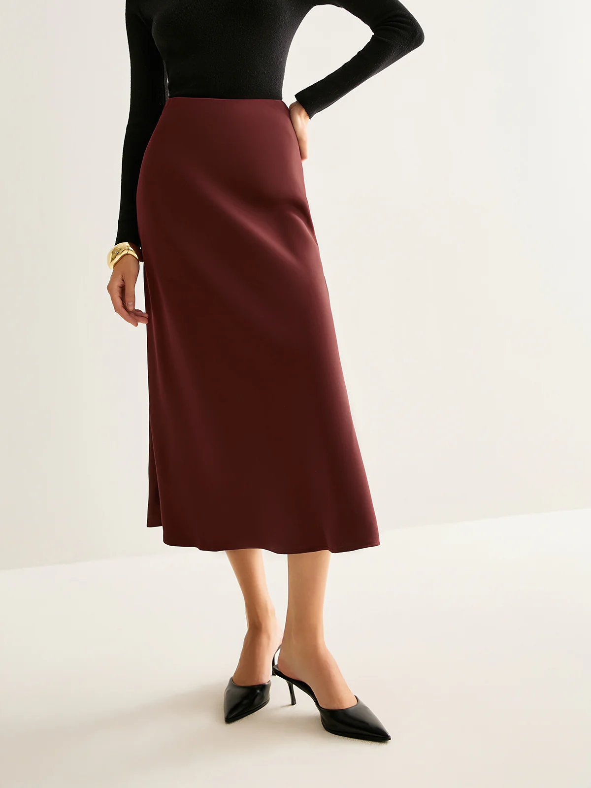 Flowy Satin Midi Skirt - Image 5