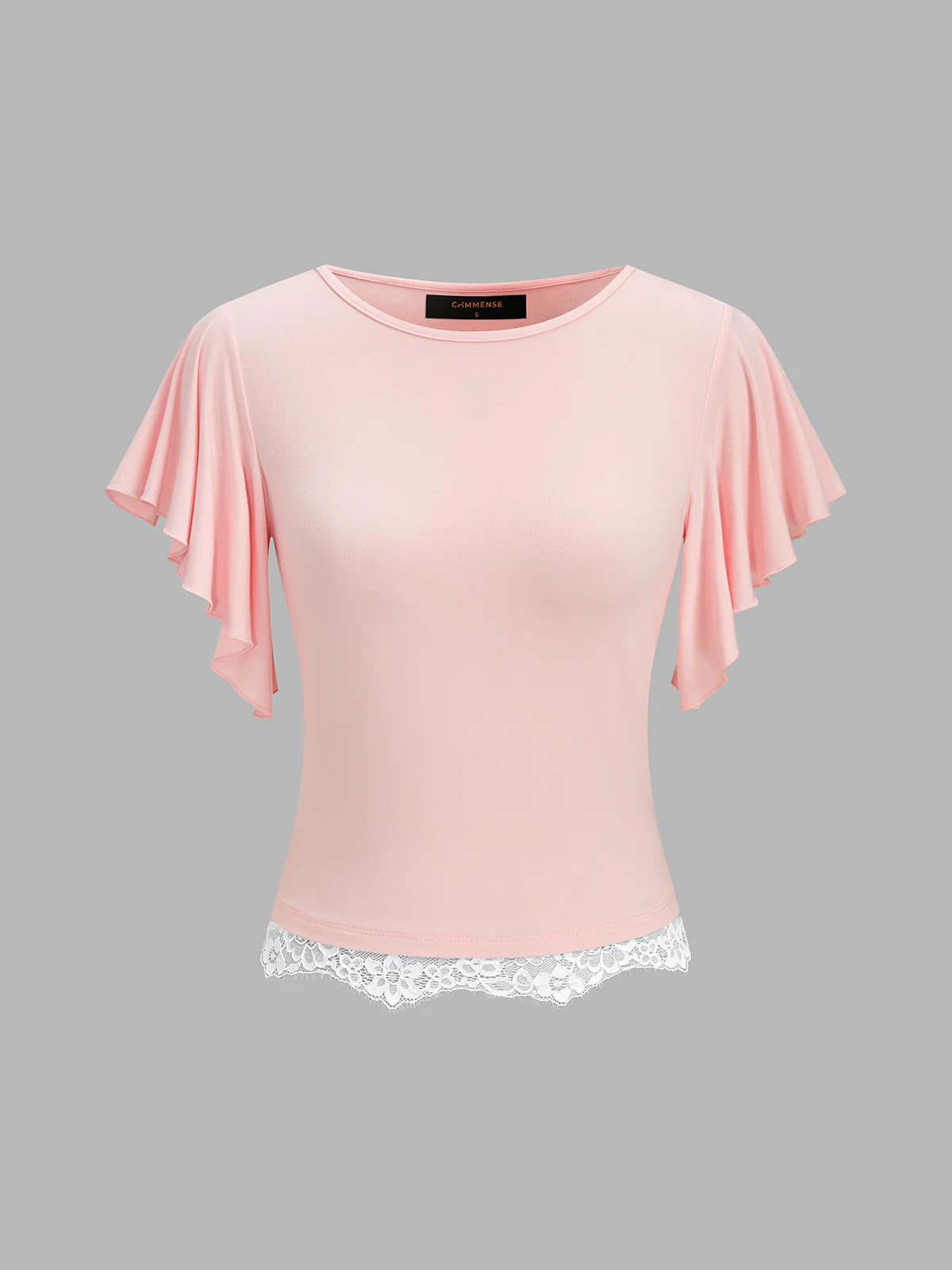 Flutter Sleeve Lace Trim Top