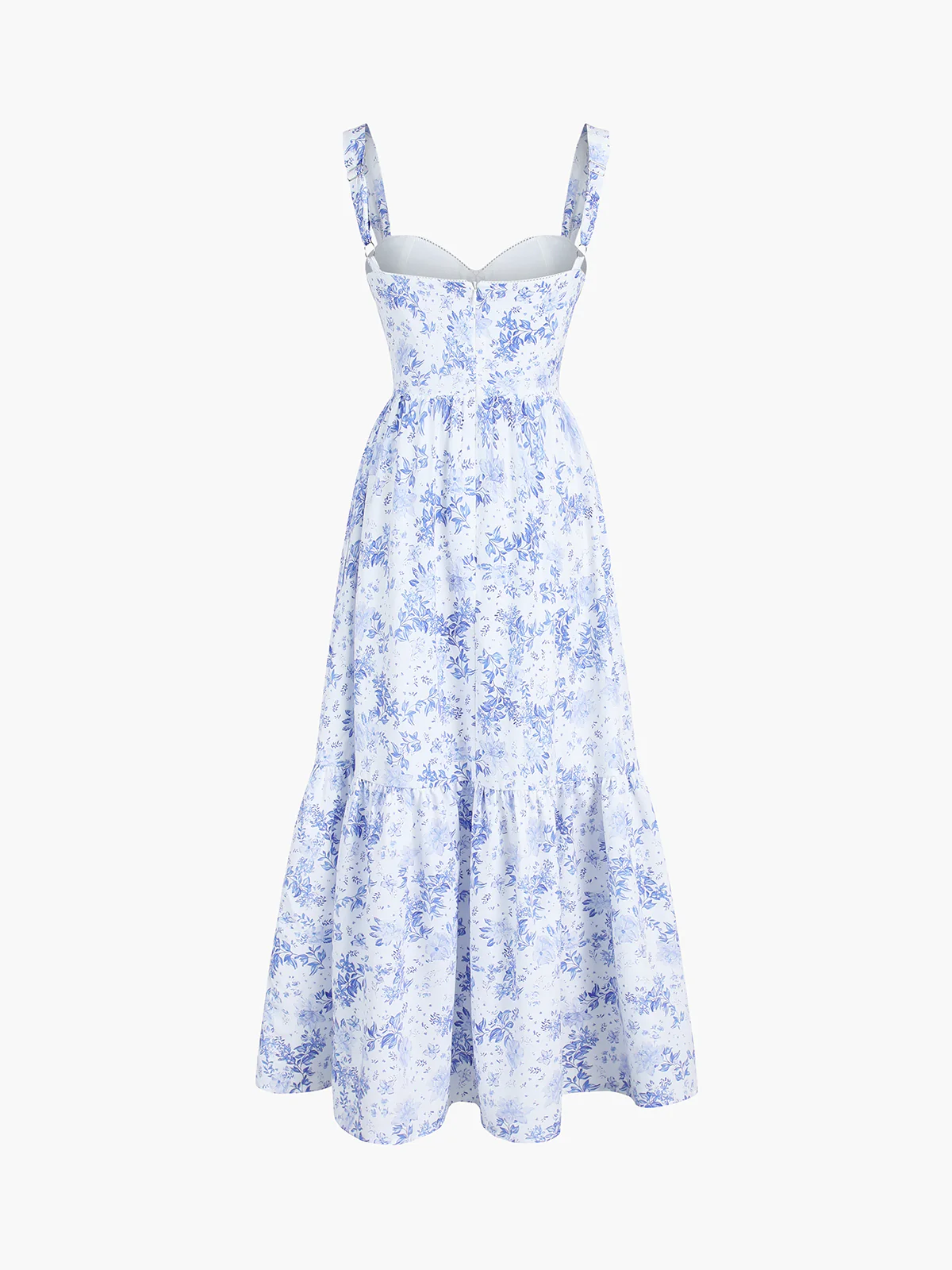 Forget Me Not Floral Pockets Zippered Long Dress - Image 3