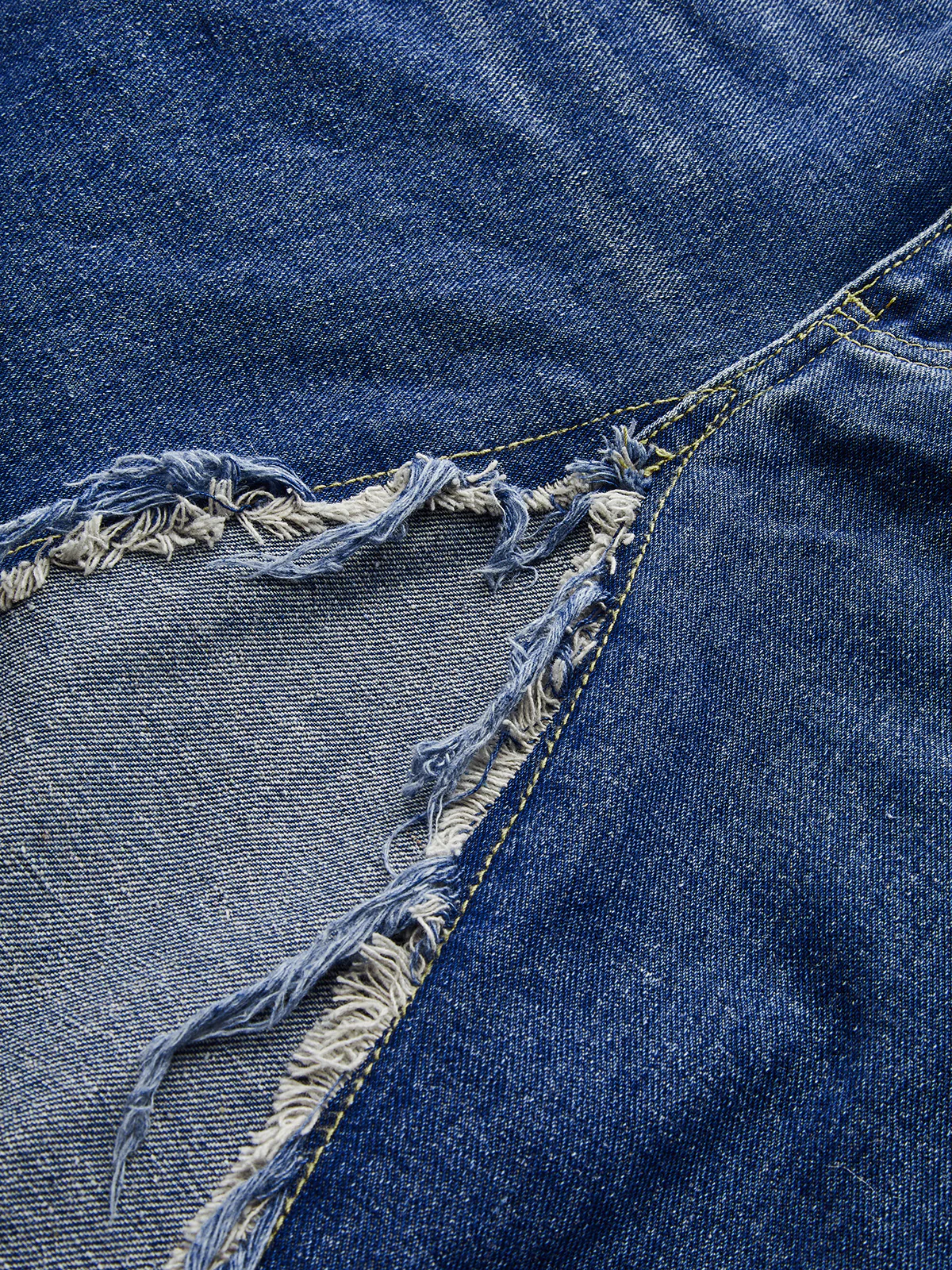 Frayed Hem Denim Midi Skirt - Image 5