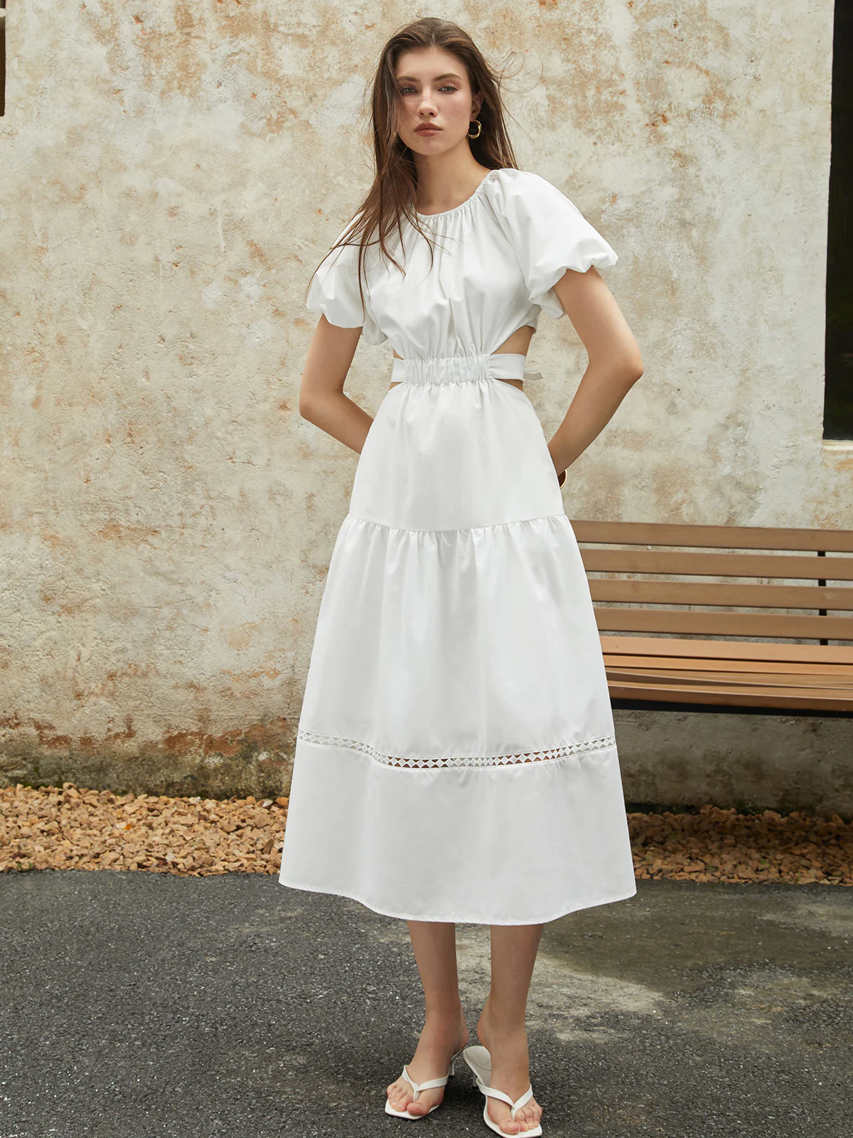 Frenchy Puff Sleeve Knotted Midi Dress - Image 3
