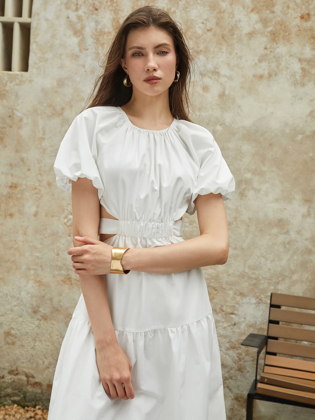 Frenchy Puff Sleeve Knotted Midi Dress - Image 4