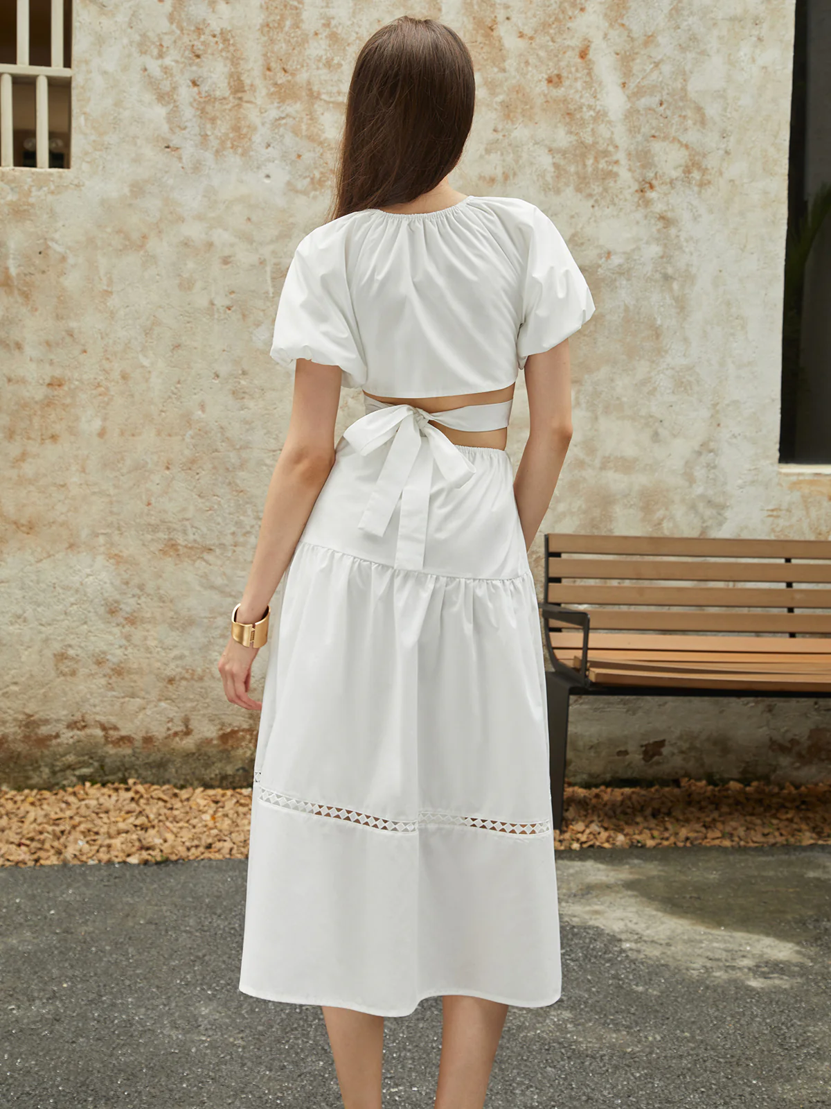 Frenchy Puff Sleeve Knotted Midi Dress - Image 6