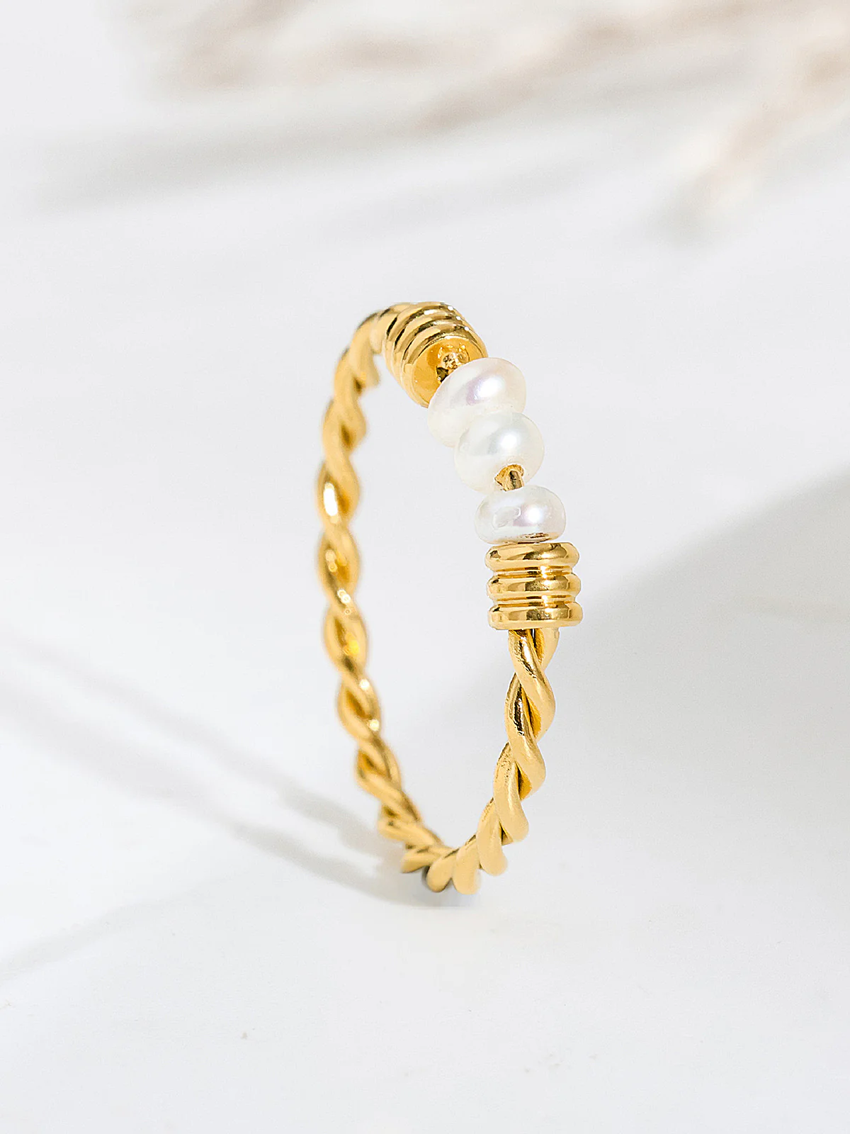 Freshwater Pearl Twisted Band Ring - Image 4