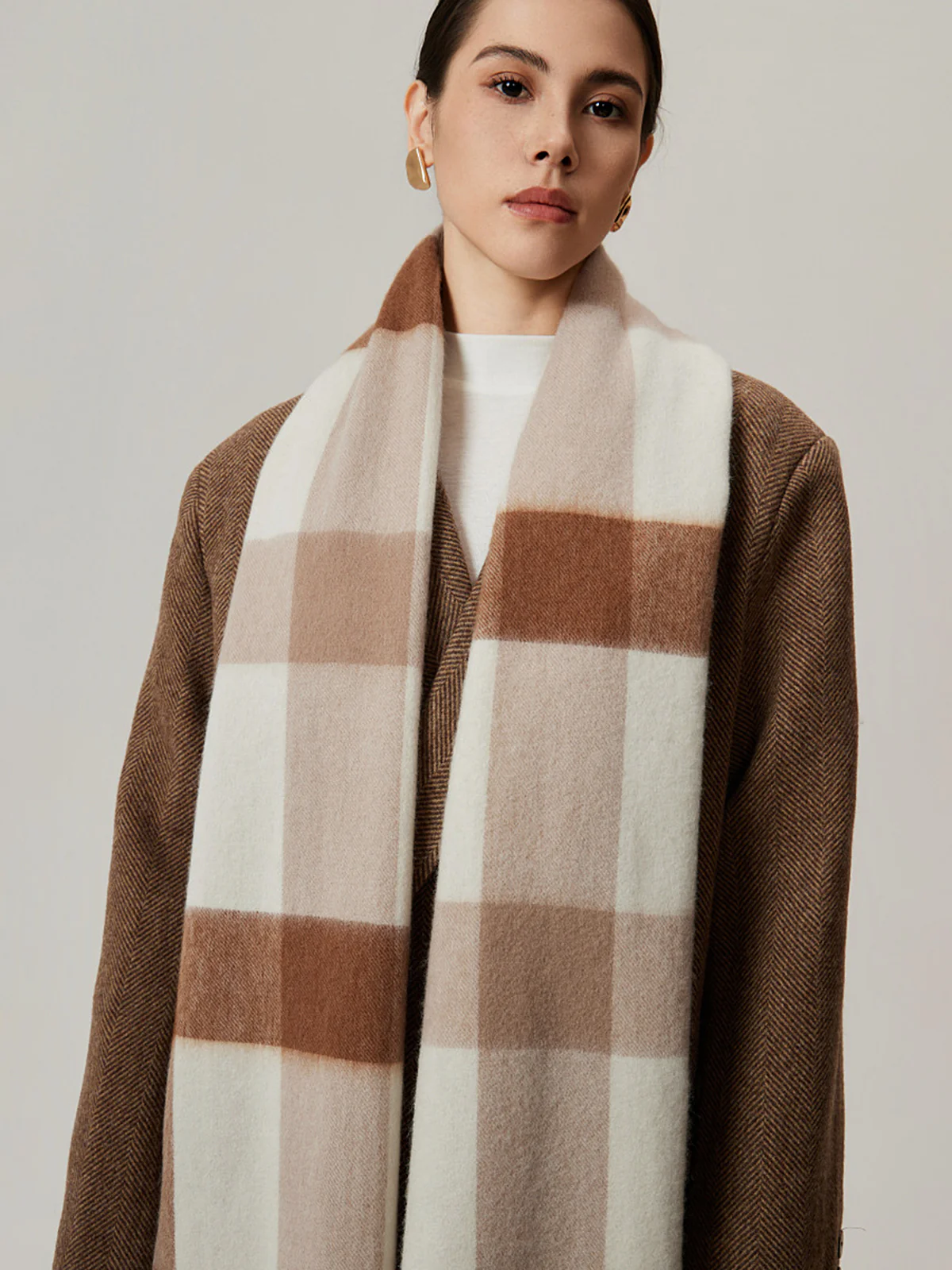 Fringe Detail Checked Wool Scarf - Image 2