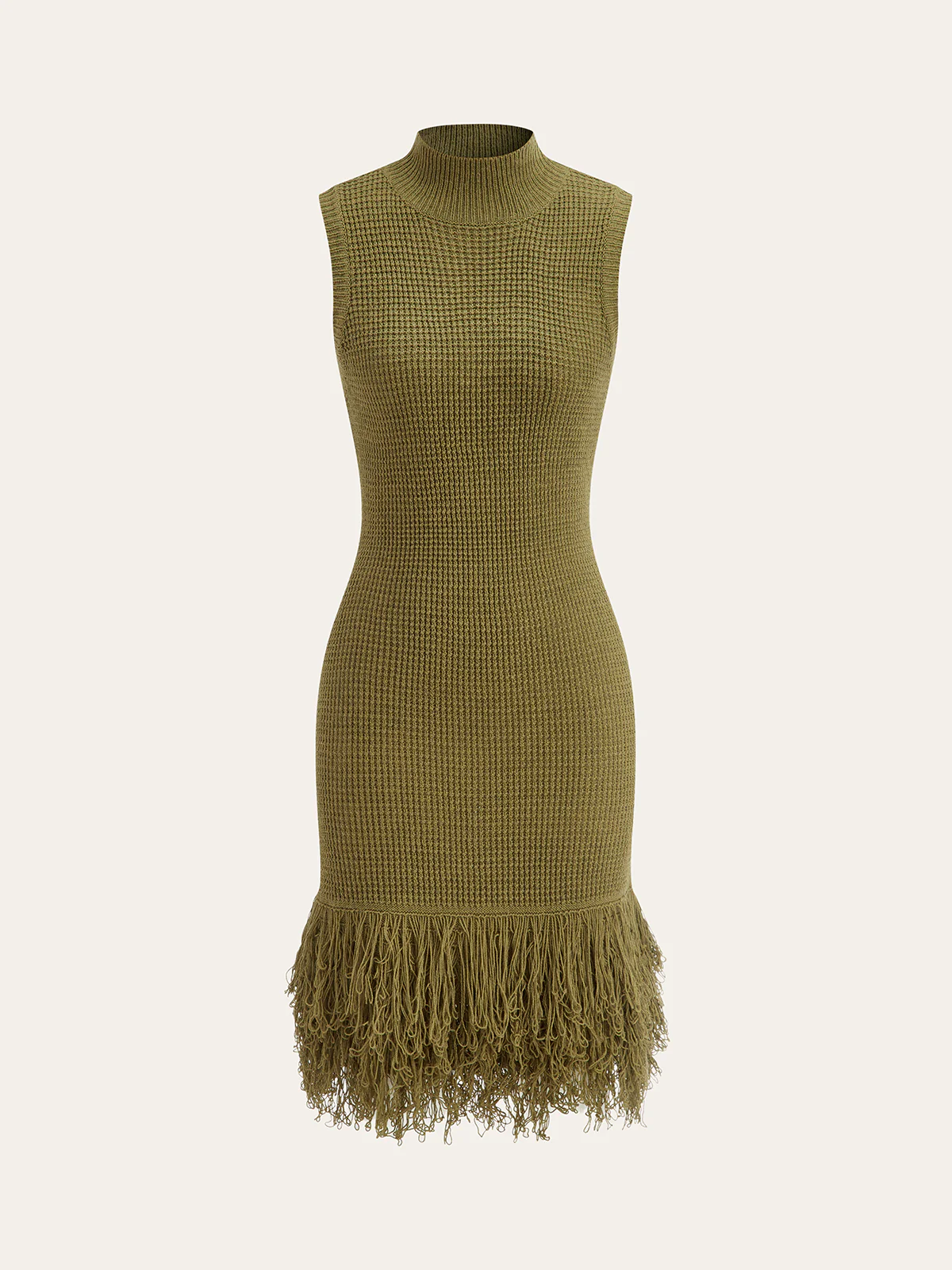 Fringe Hem Sleeveless Knit Dress - Image 2