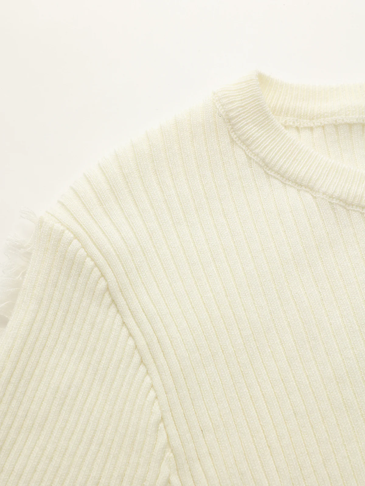 Fringe Ribbed Wool Blend Knit Top - Image 5