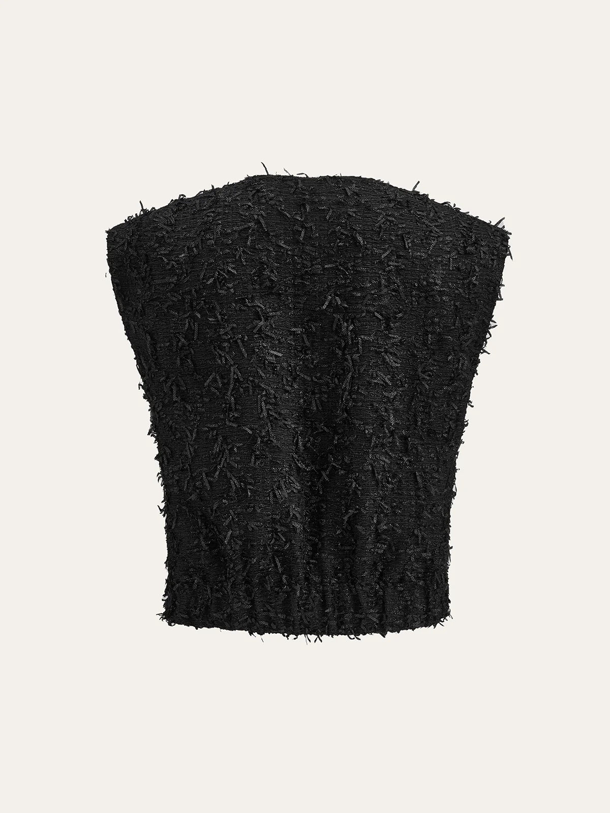 Fringed Tweed Button Sleeveless Vest - Image 2