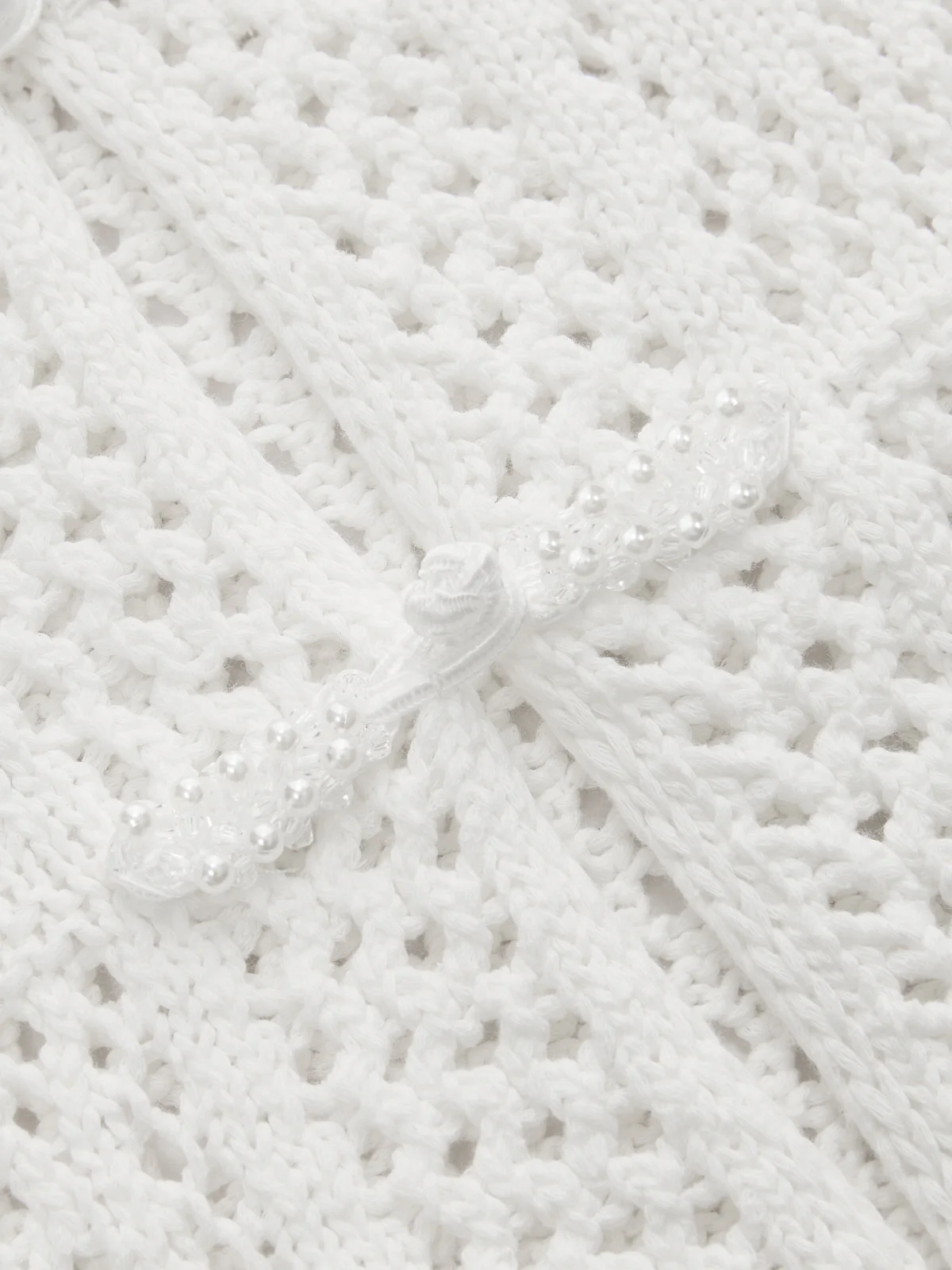 Frog Button Crochet Knit Short Sleeve Top - Image 4