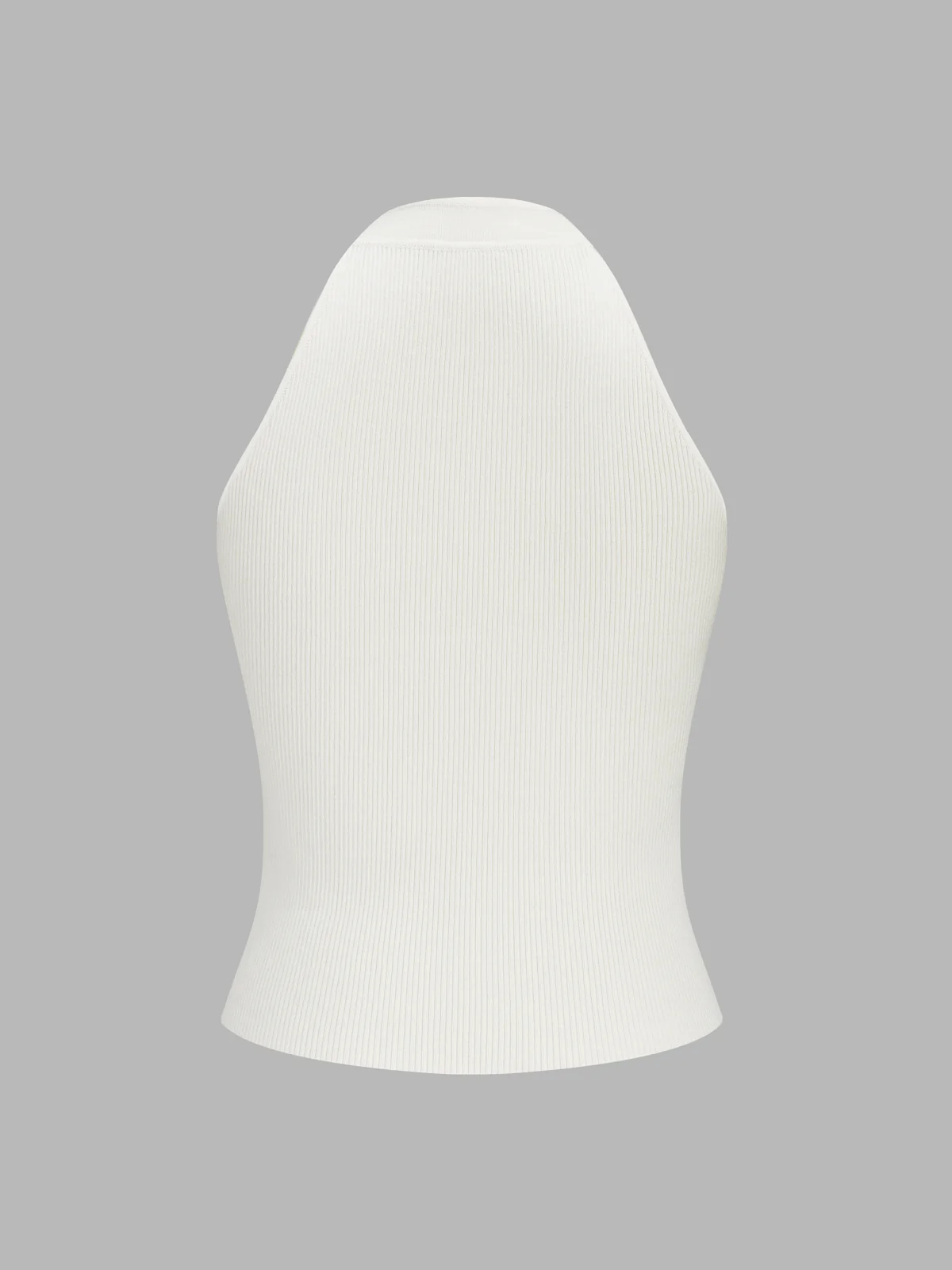 Frog Button Keyhole Neck Ribbed Knit Tank Top - Image 3