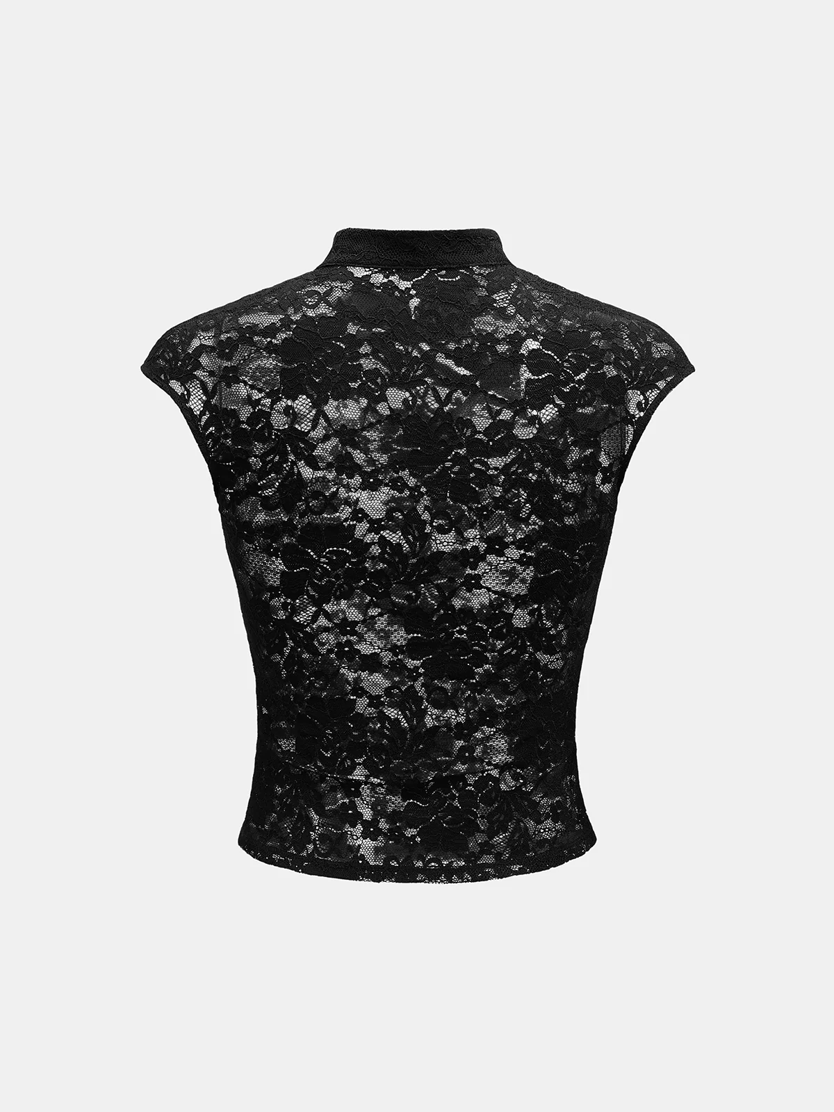 Frog Button Semi-Sheer Lace Top - Image 2