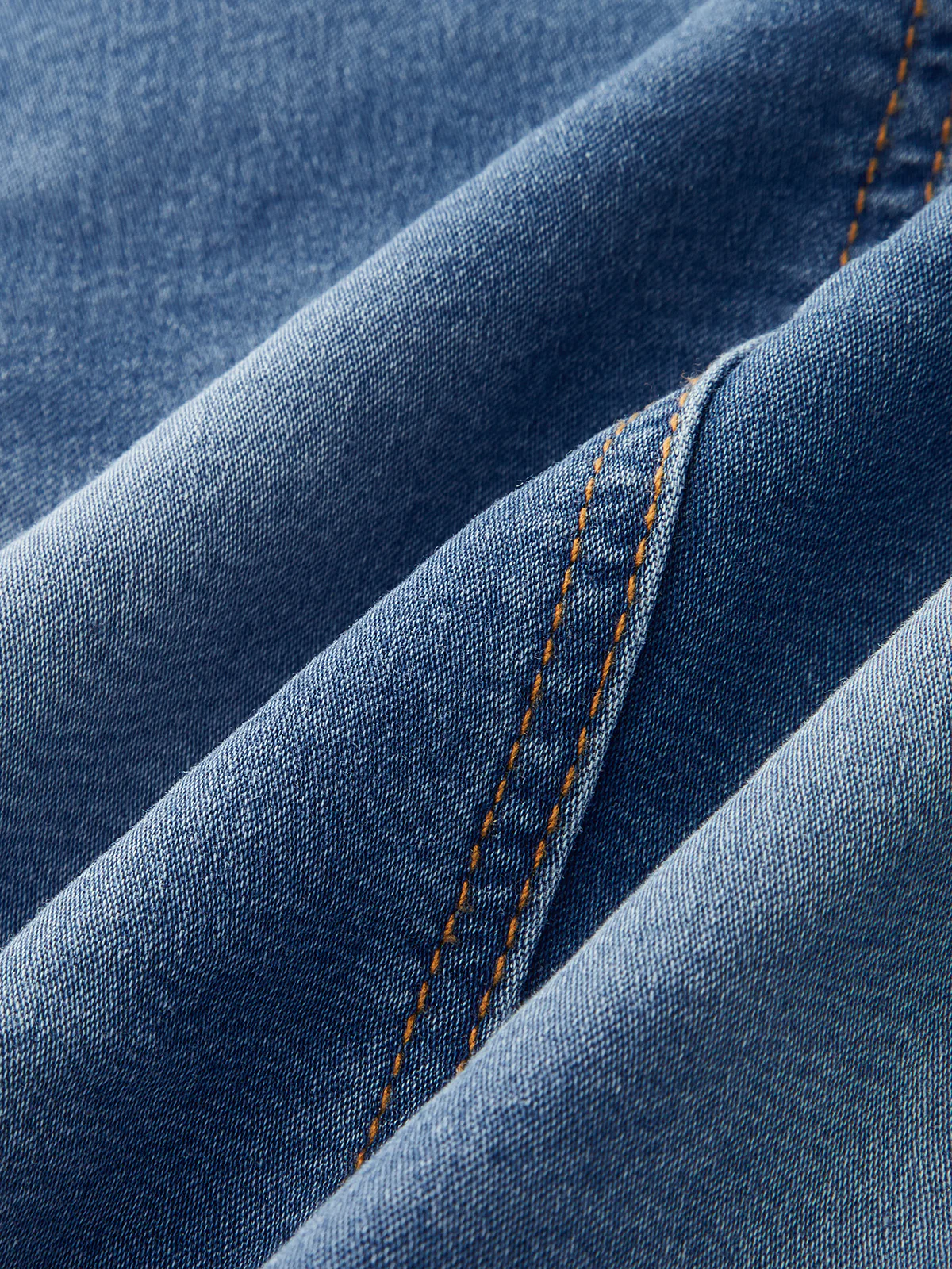 Frog Button Short Sleeve Denim Blouse - Image 4