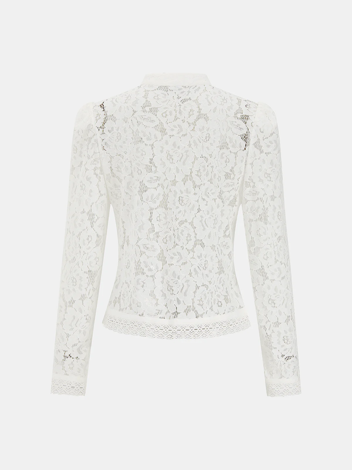 Frog Closure Lace Mandarin Collar Blouse - Image 3