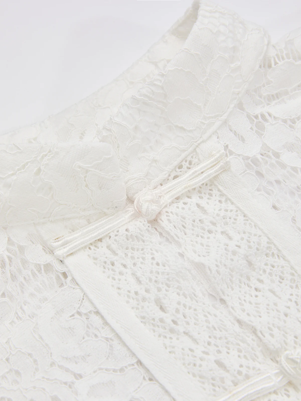 Frog Closure Lace Mandarin Collar Blouse - Image 5