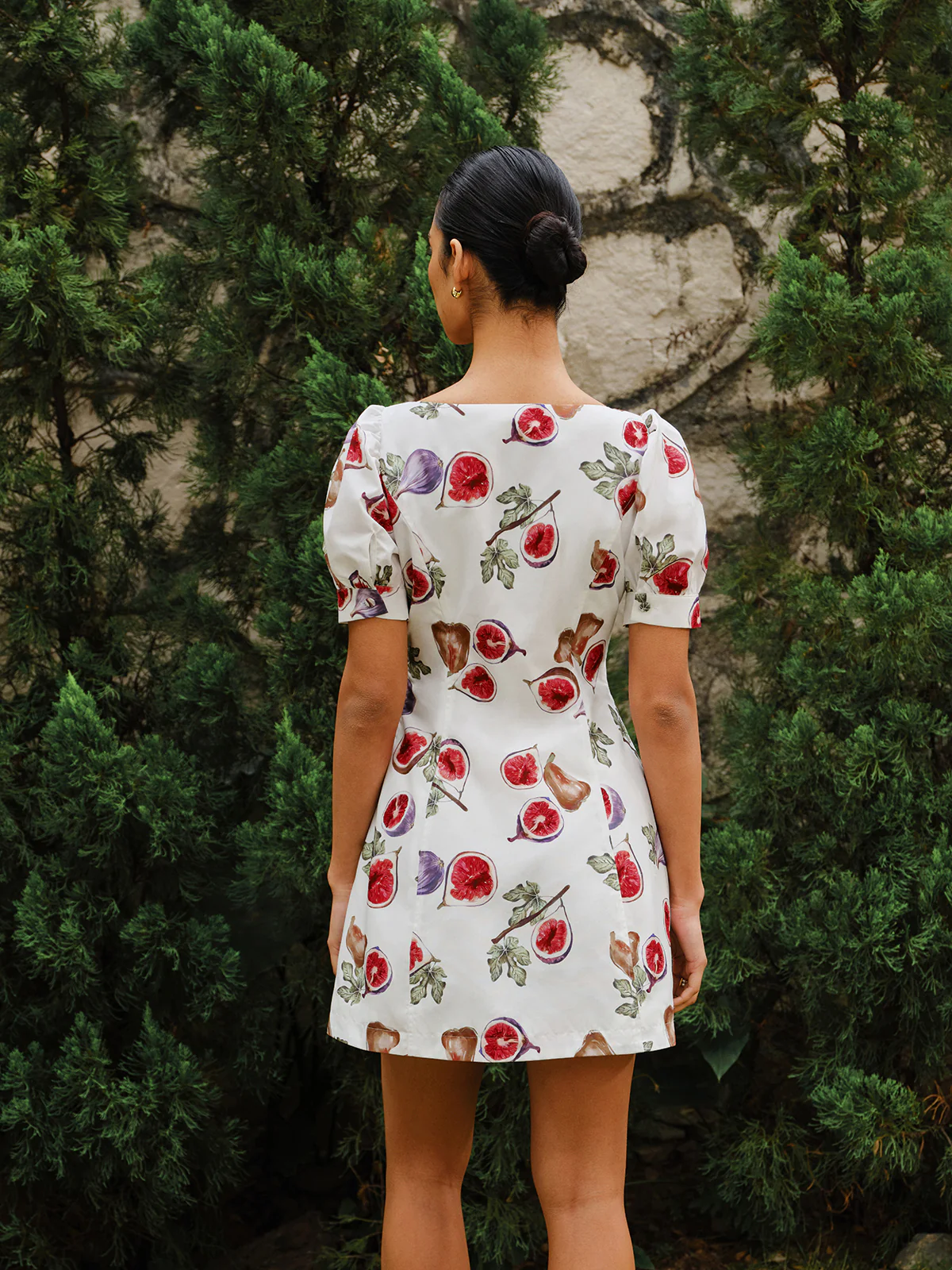 Fruit Print Button-Front Puff Sleeve Dress - Image 6