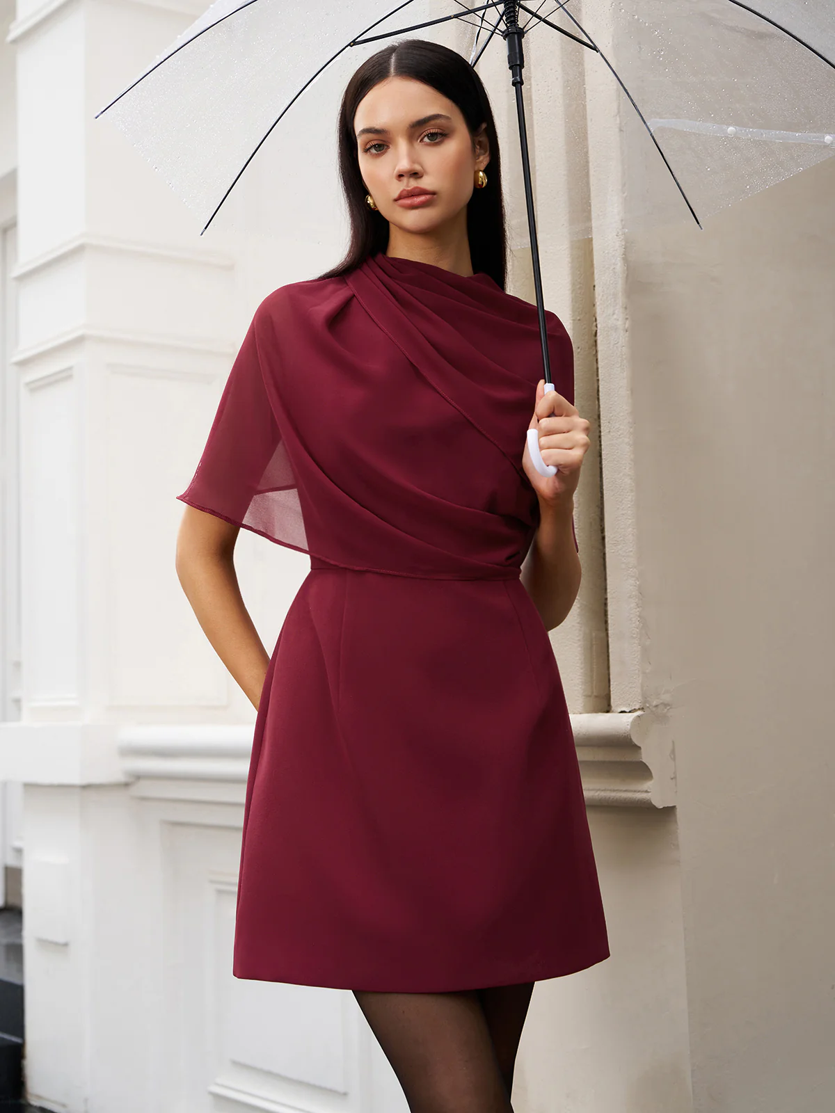 Funnel Neck Backless Zipper Dress - Image 2