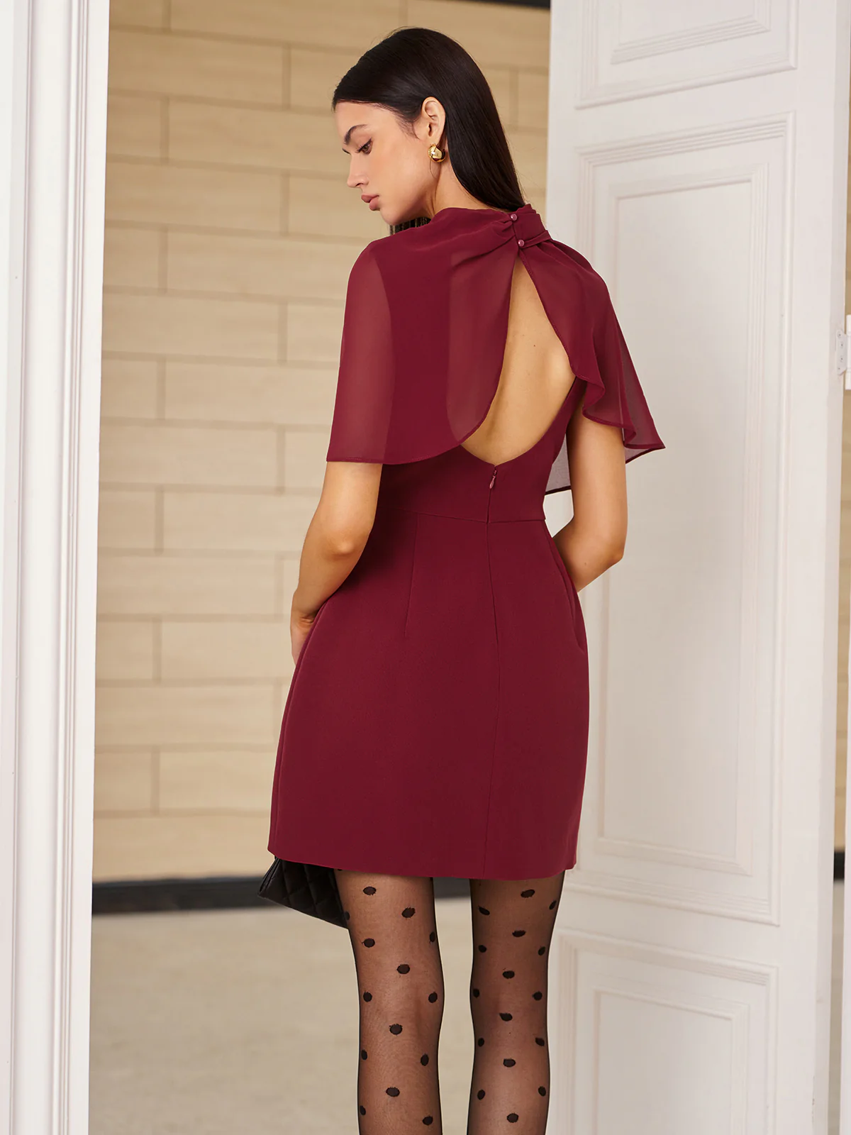 Funnel Neck Backless Zipper Dress - Image 6