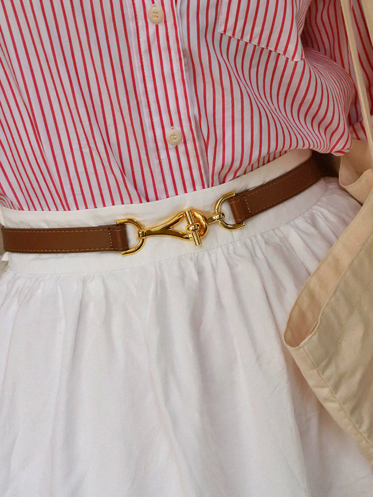 Genuine Leather Horsebit Buckle Waist Belt - Image 2
