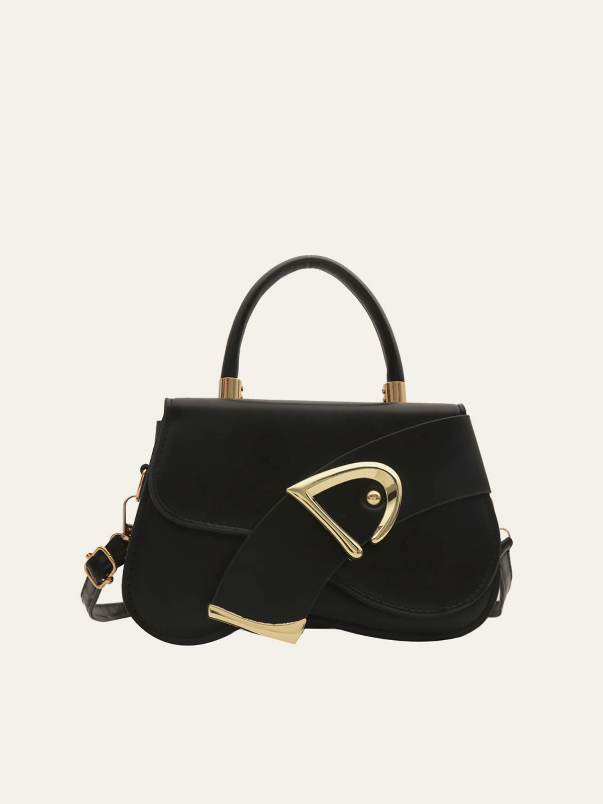Geometric Buckle Detail Satchel Bag - Image 3