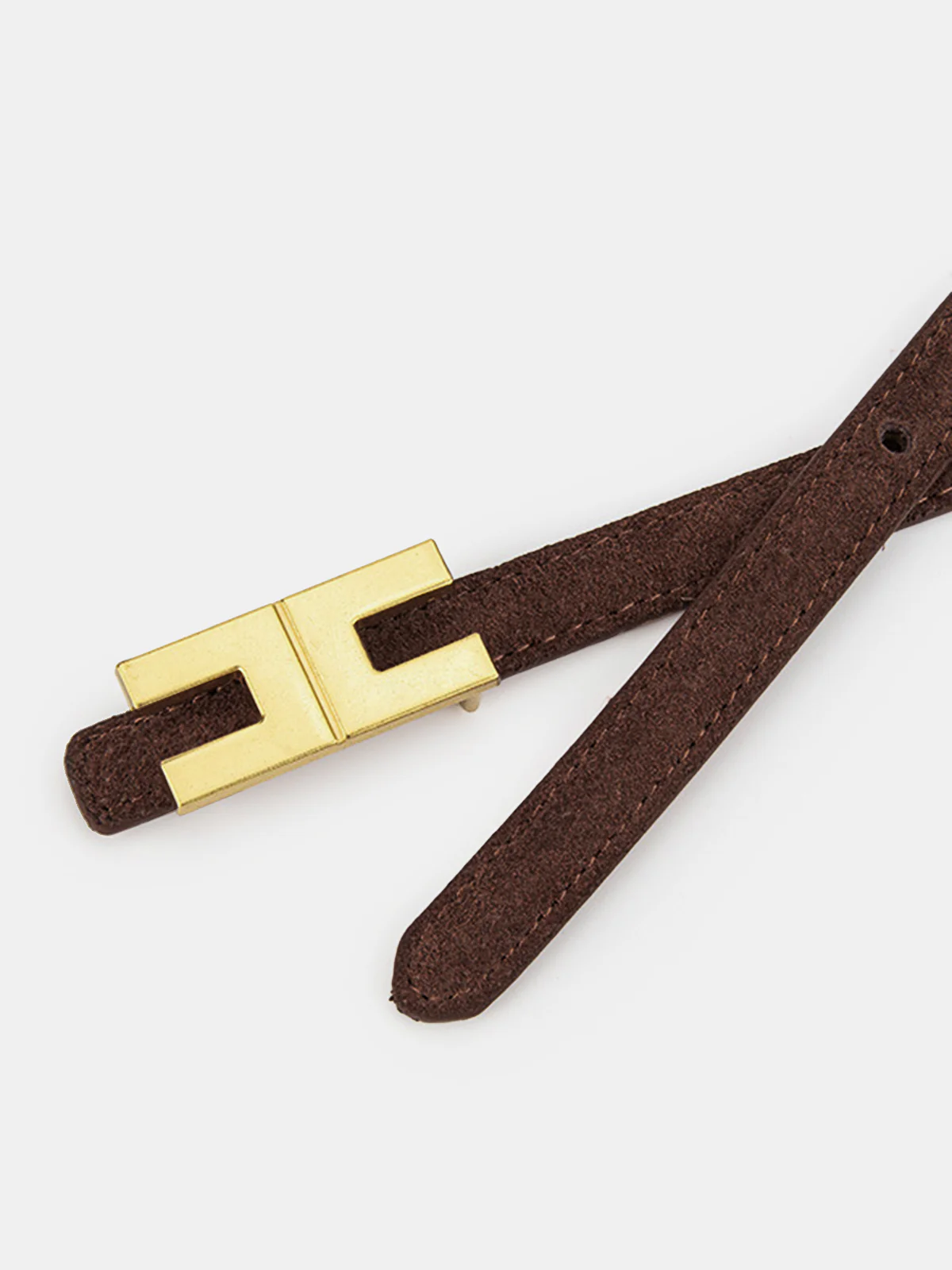Geometric Buckle Faux Suede Belt - Image 2