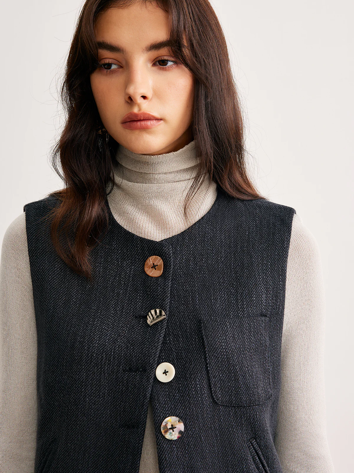 Geometric Button Short Vest - Image 6