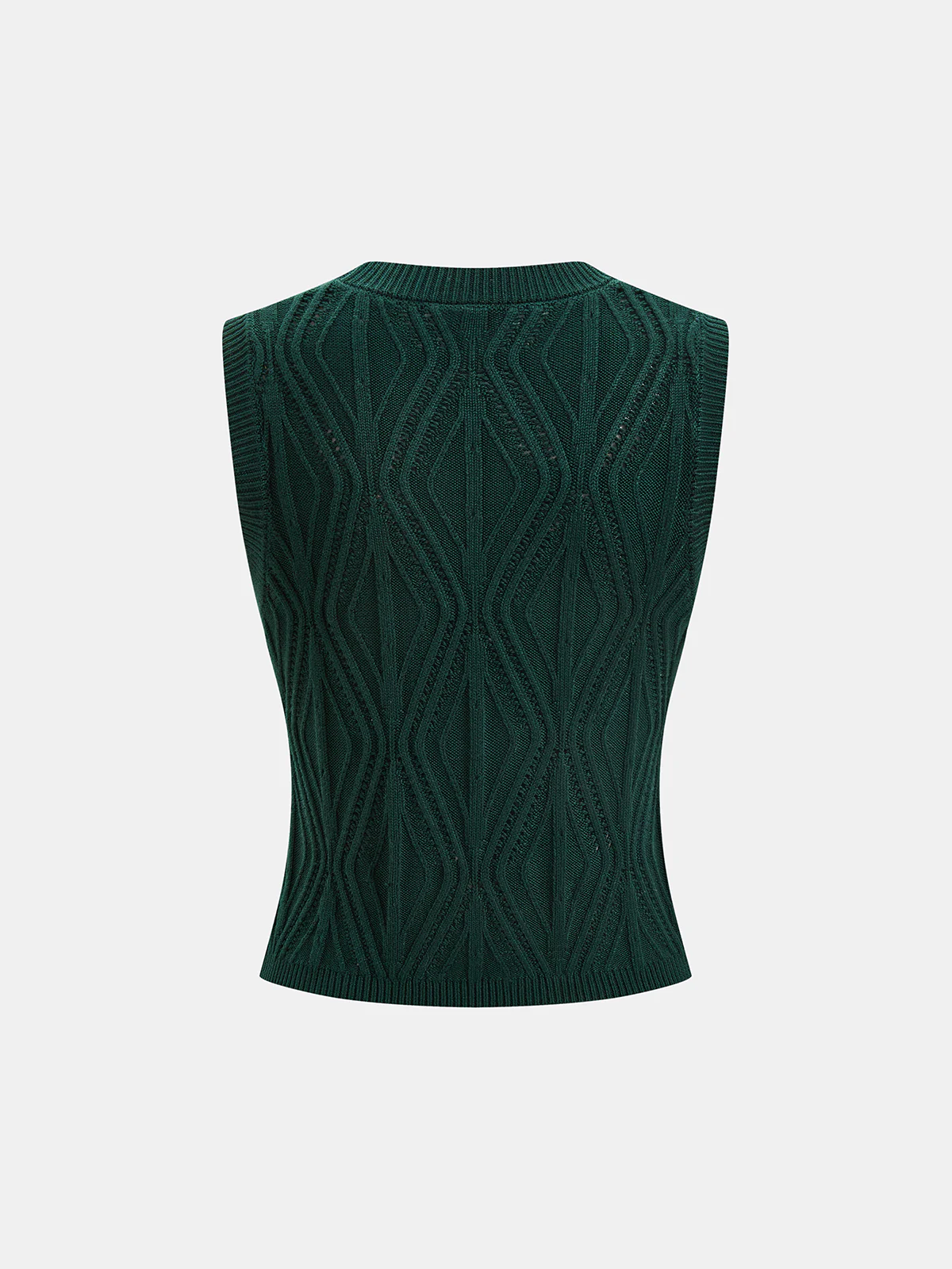 Geometric Cable Knit Sleeveless Top - Image 2