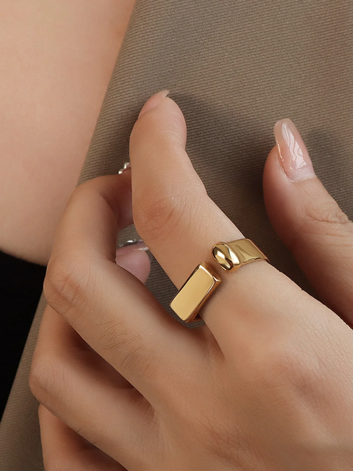 Geometric Golden Open Ring - Image 3