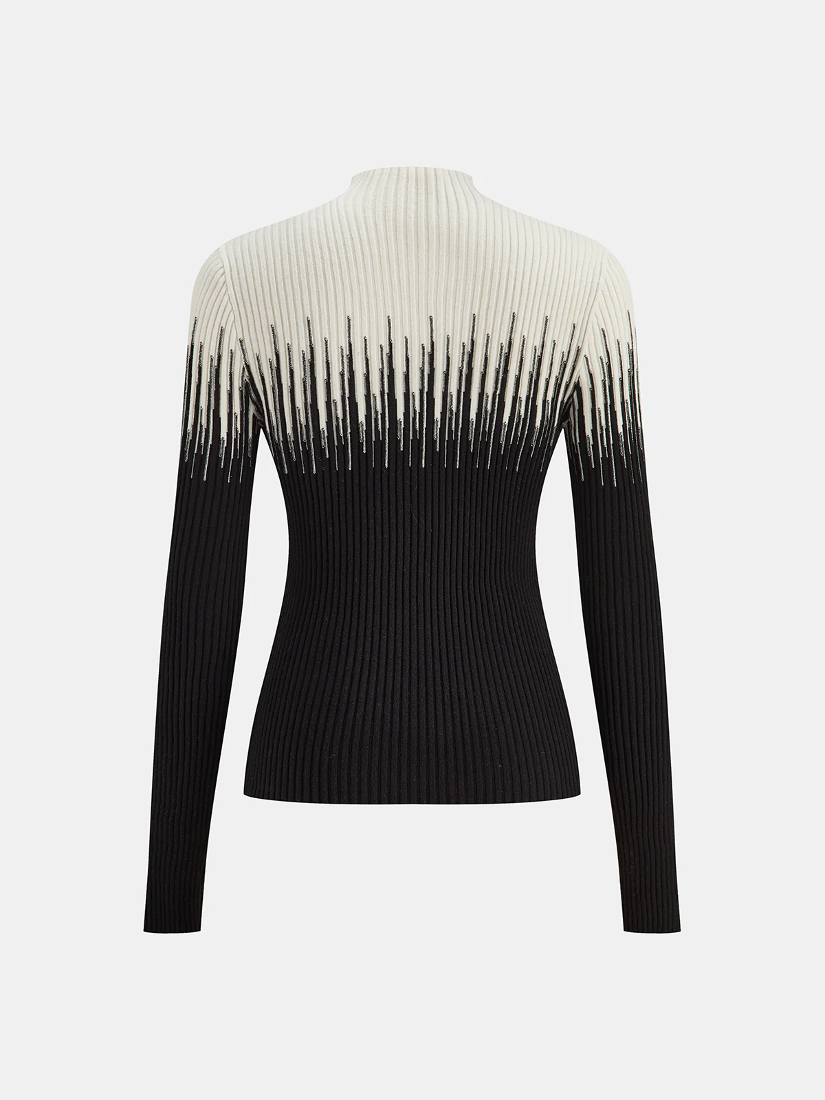 Geometric Pattern High Neck Sweater - Image 3