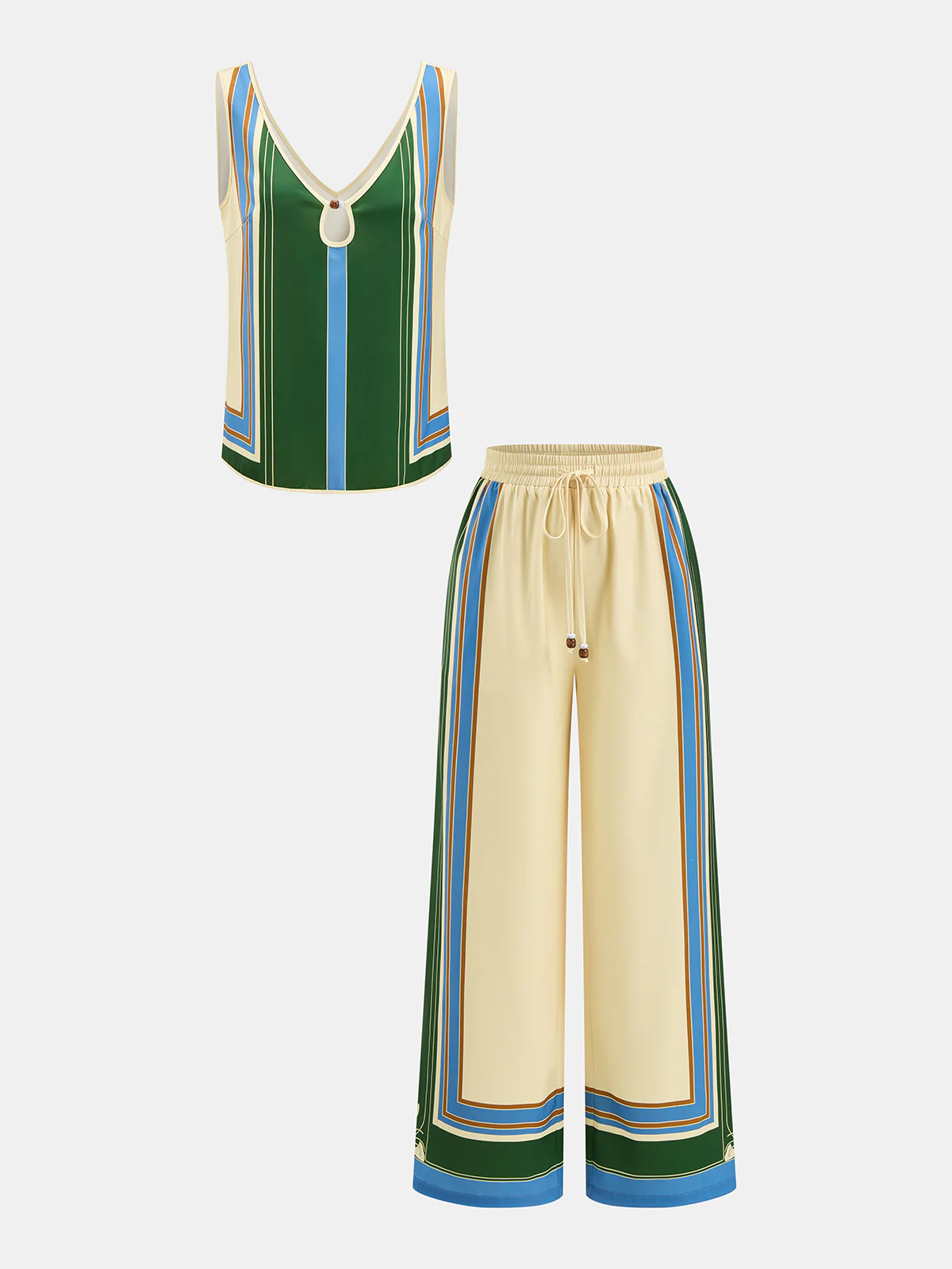 Geometric Print Cami Top & Wide Leg Pants Set - Image 2