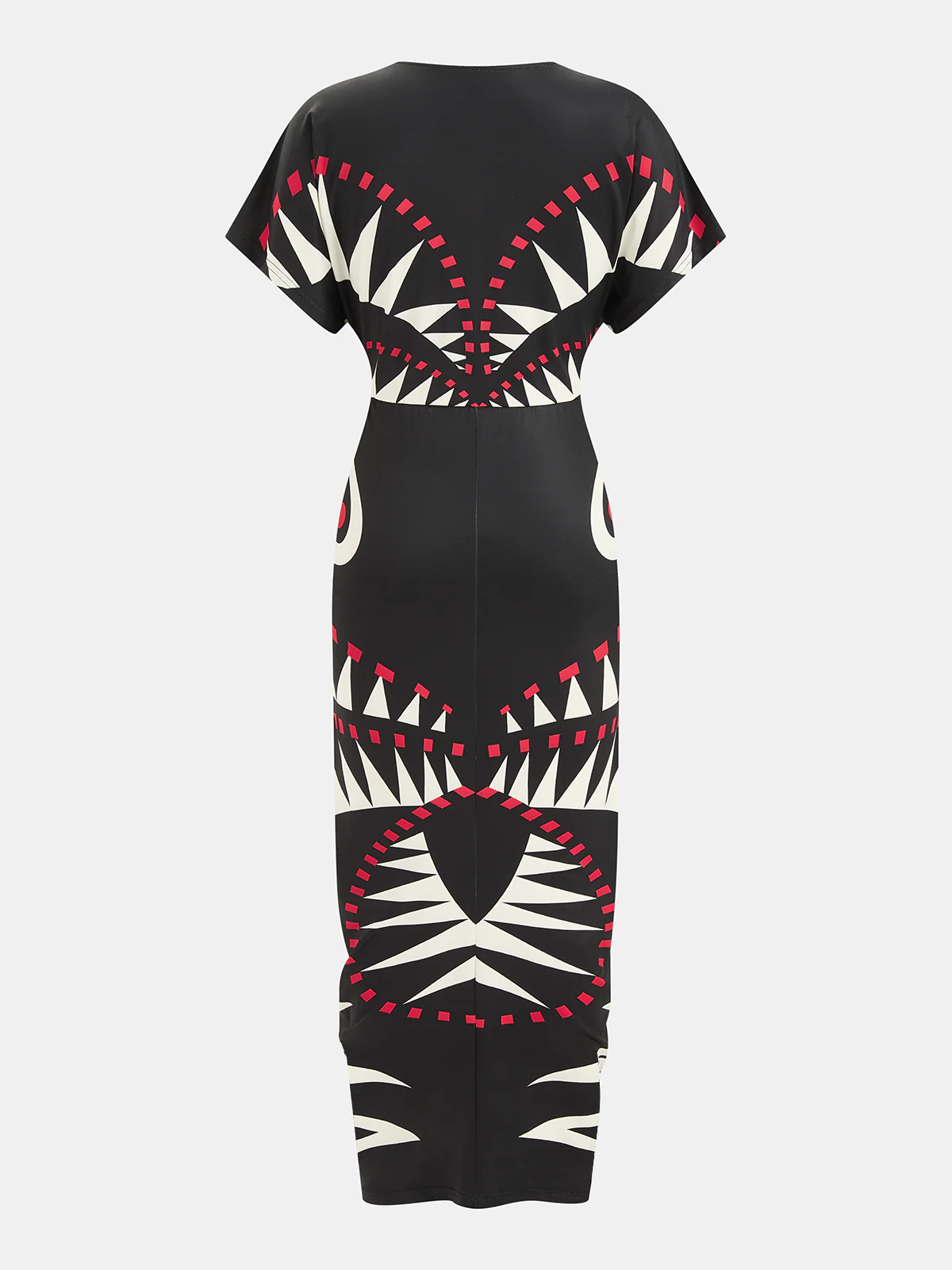 Geometric Print Deep V-Neck Midi Dress - Image 3
