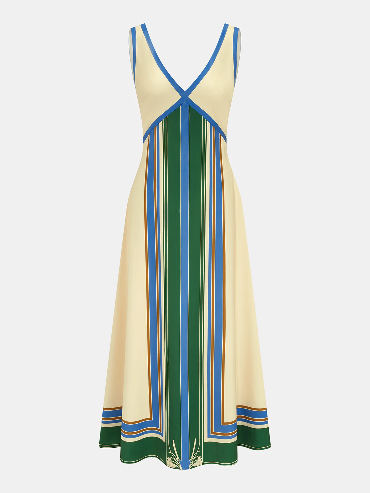 Geometric Print V-Neck Sleeveless Maxi Dress - Image 2