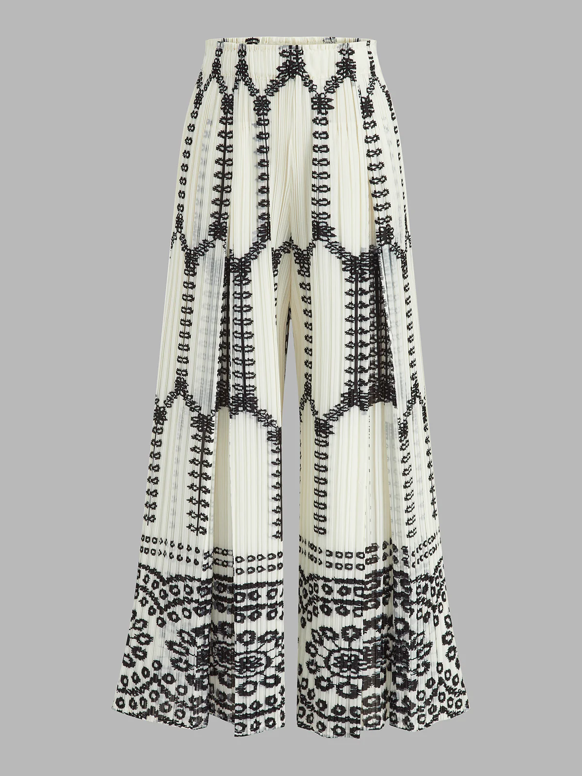 Geometric Printed Pleated Wide Leg Pants
