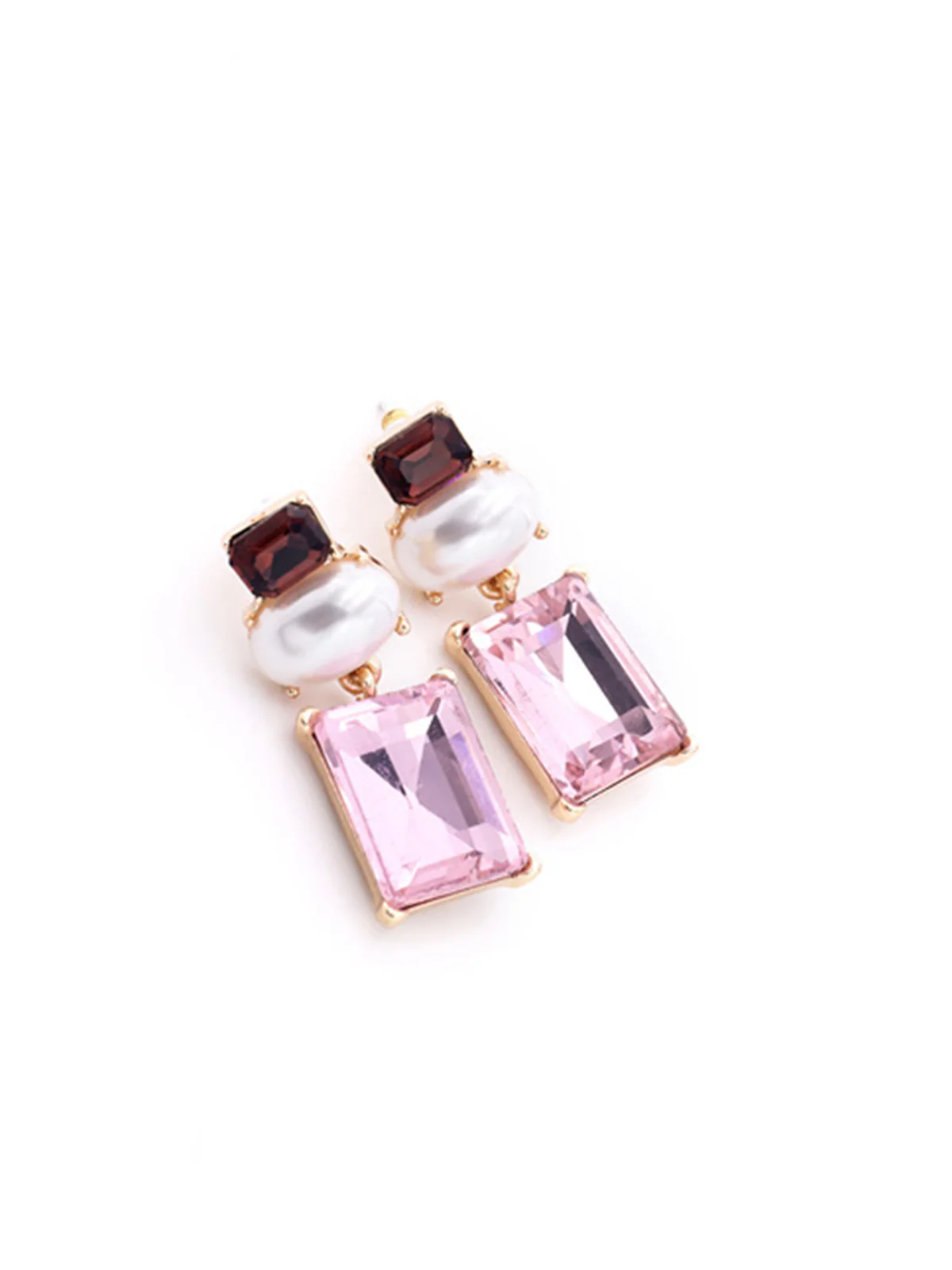 Geometric Rhinestone Drop Earrings - Image 2