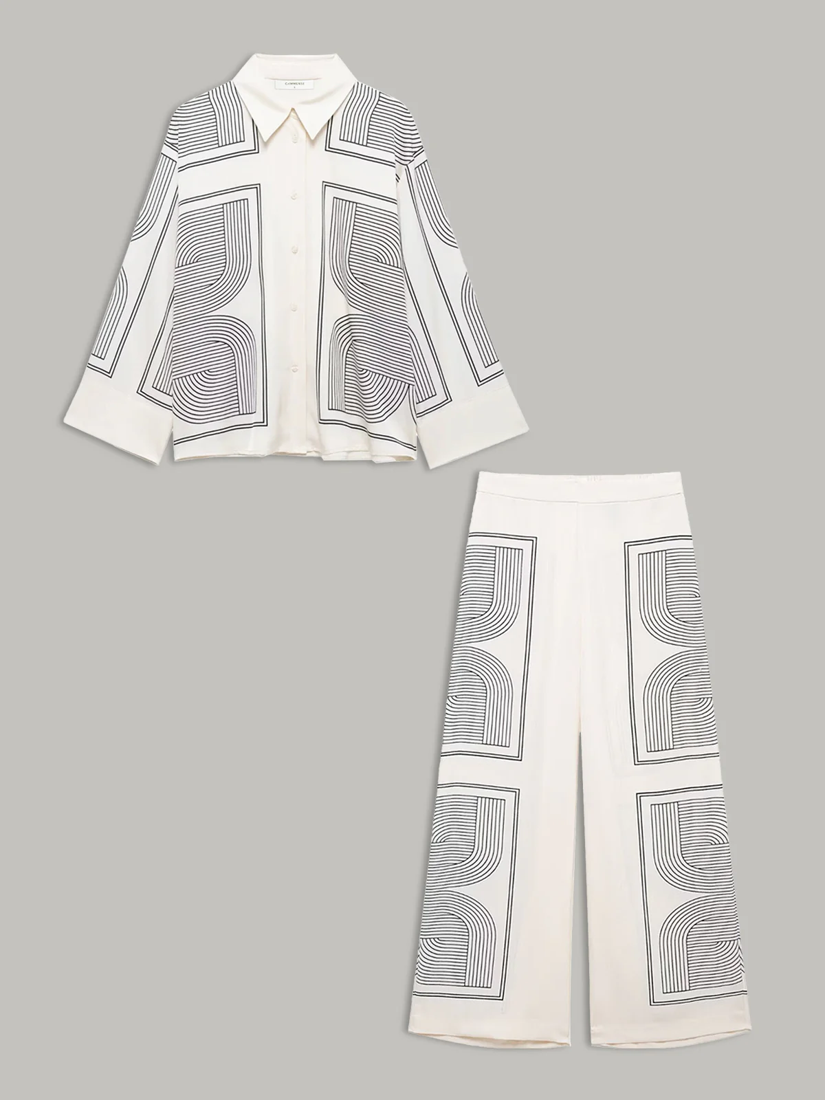 Geometrical Print Lapel Shirt - Image 5