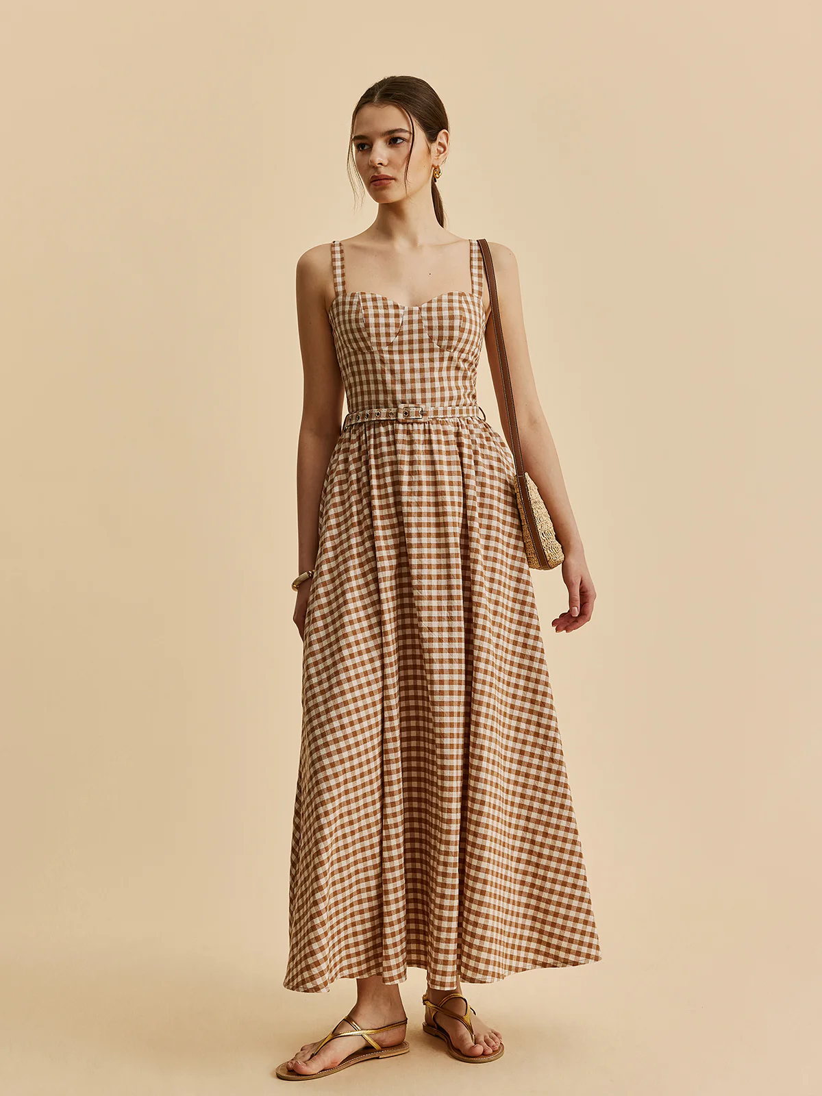 Gingham Belted Bustier Dress - Image 2