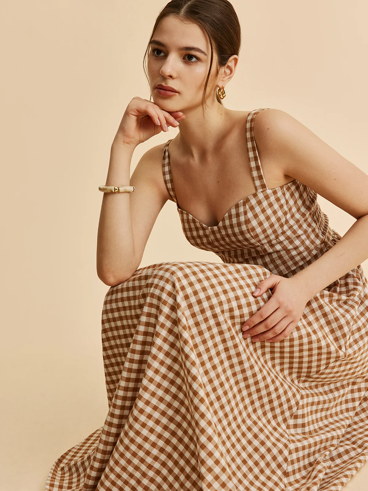 Gingham Belted Bustier Dress - Image 5