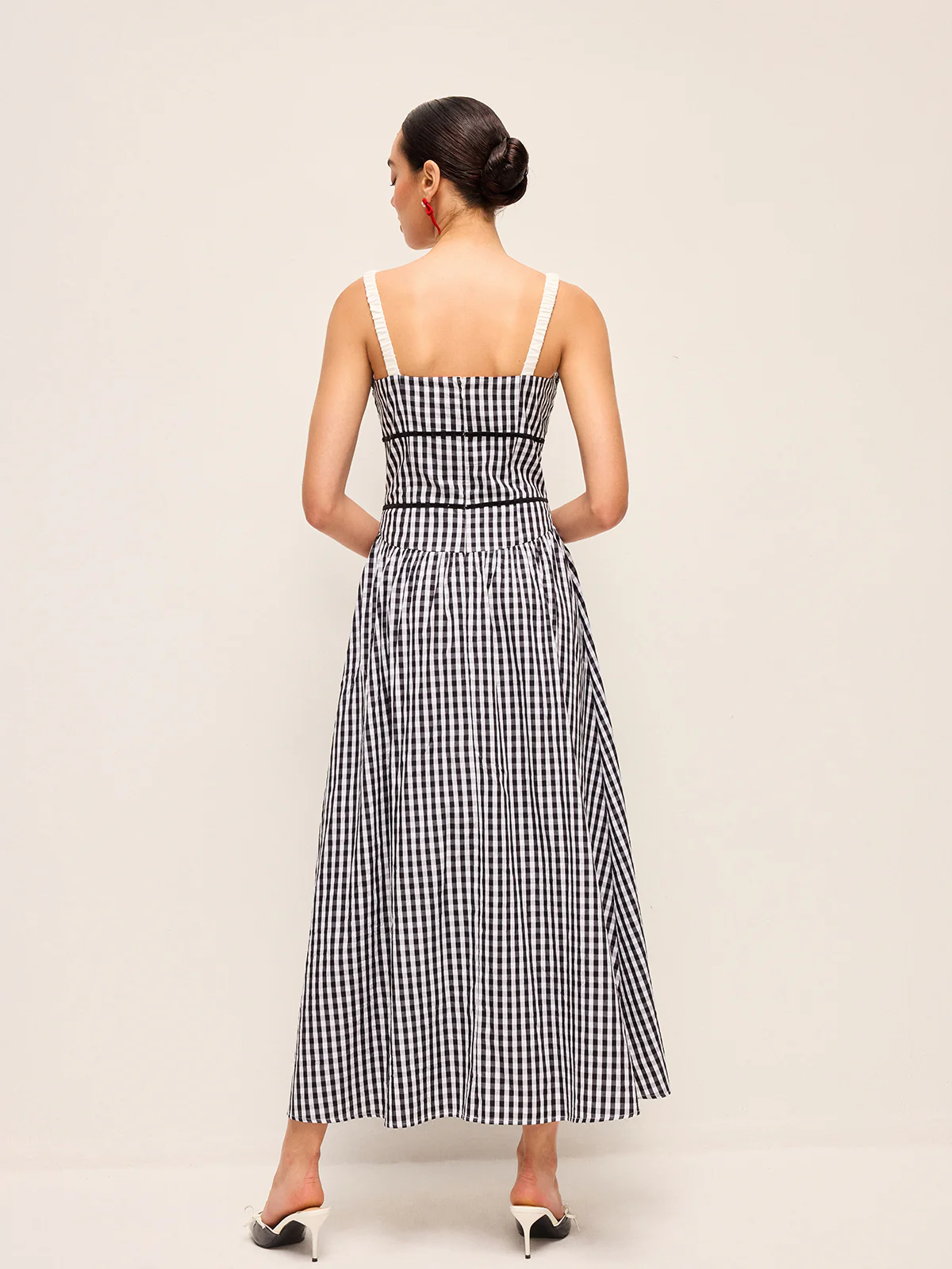 Gingham Corset-Style Midi Dress - Image 2
