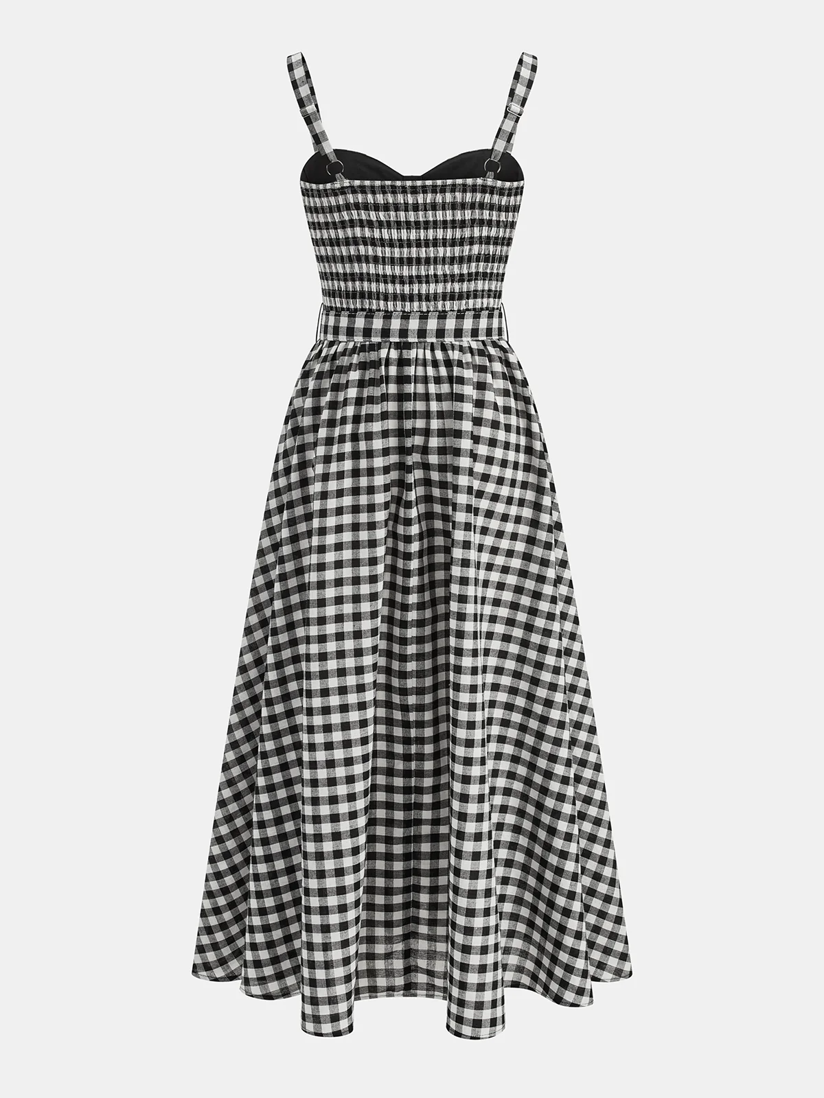 Gingham Cotton Blend Belted Cami Maxi Dress - Image 2