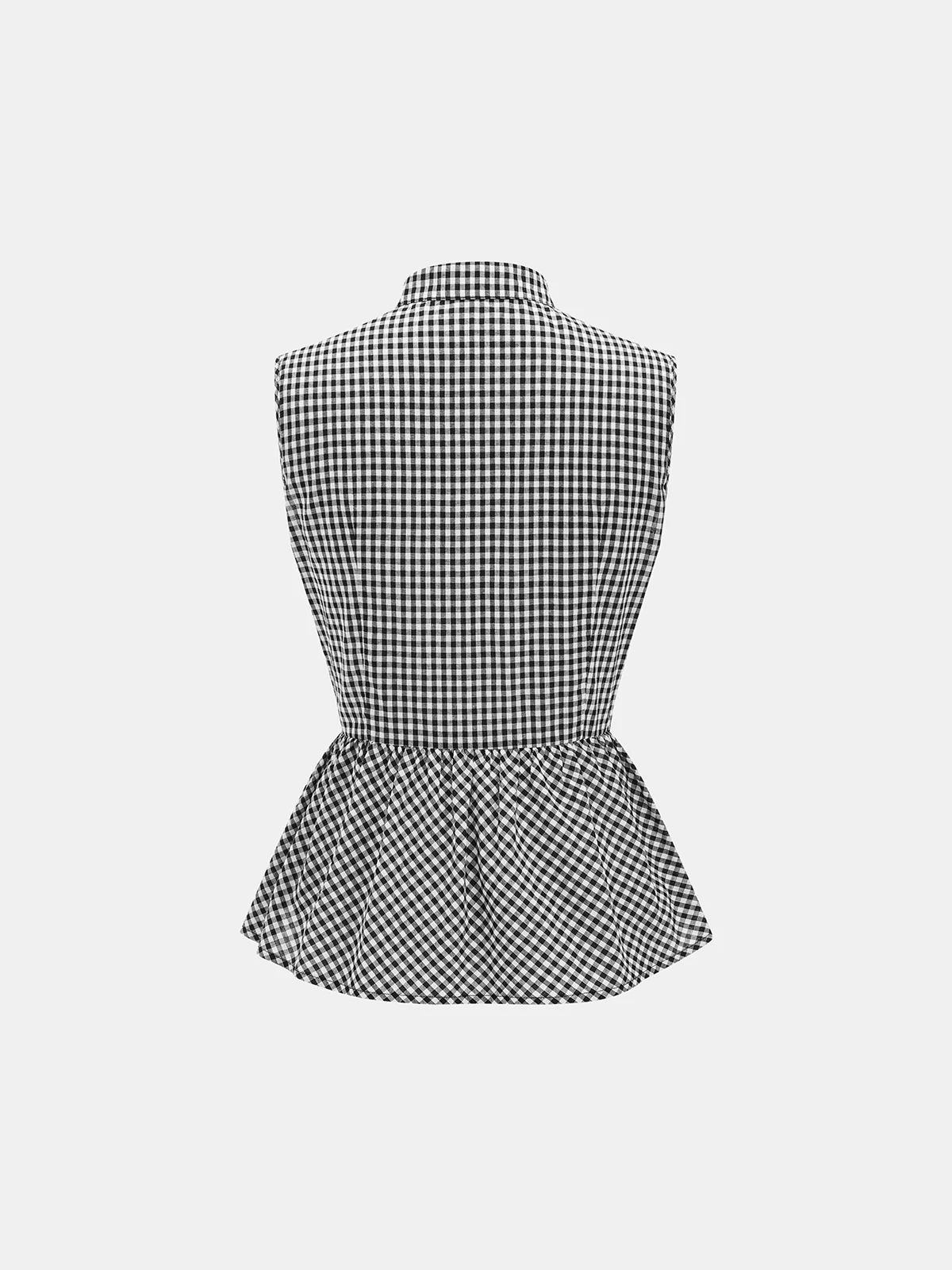 Gingham Cotton Sleeveless Peplum Top & Pants Set - Image 3