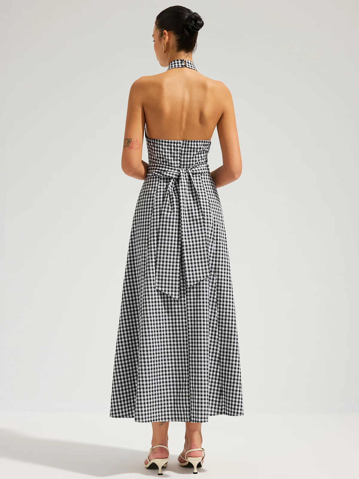 Gingham Halter Cotton Maxi Dress - Image 3