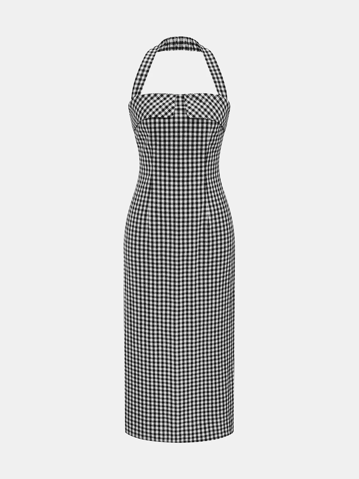 Gingham Halter Cotton Midi Dress - Image 2