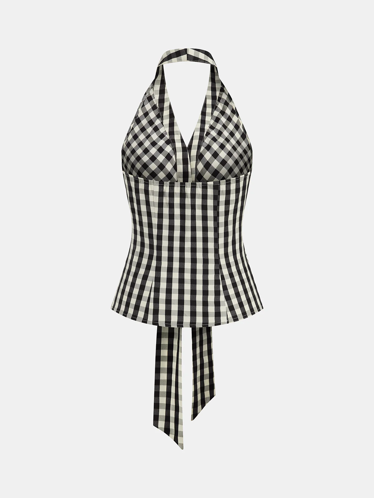 Gingham Halter Tie-Waist Top & Pants Set - Image 3
