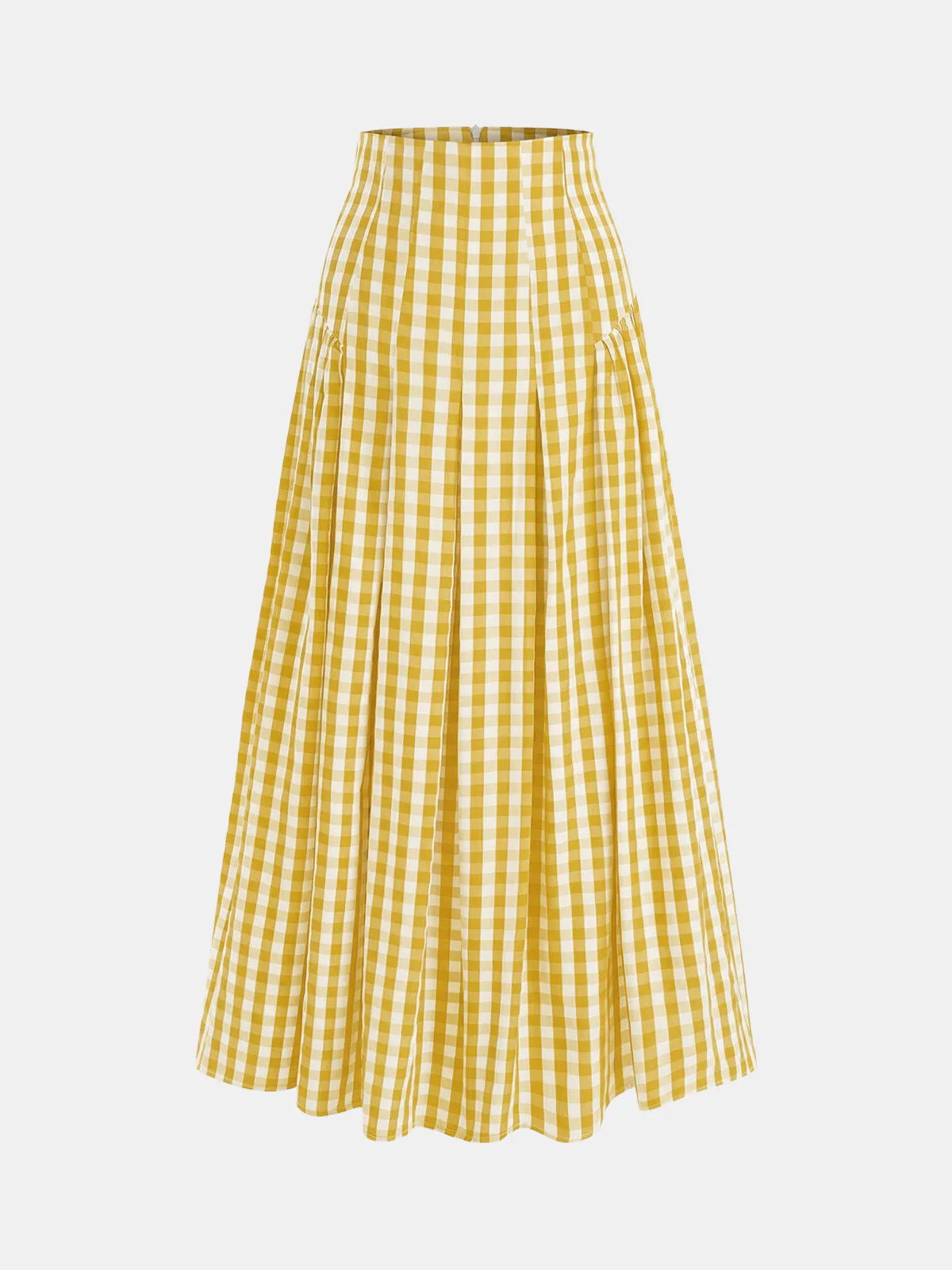 Gingham High-Waisted Pleated Midi Skirt - Image 8