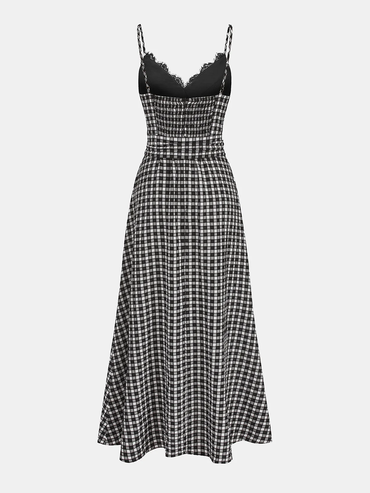 Gingham Lace Trim Cami Midi Dress - Image 2