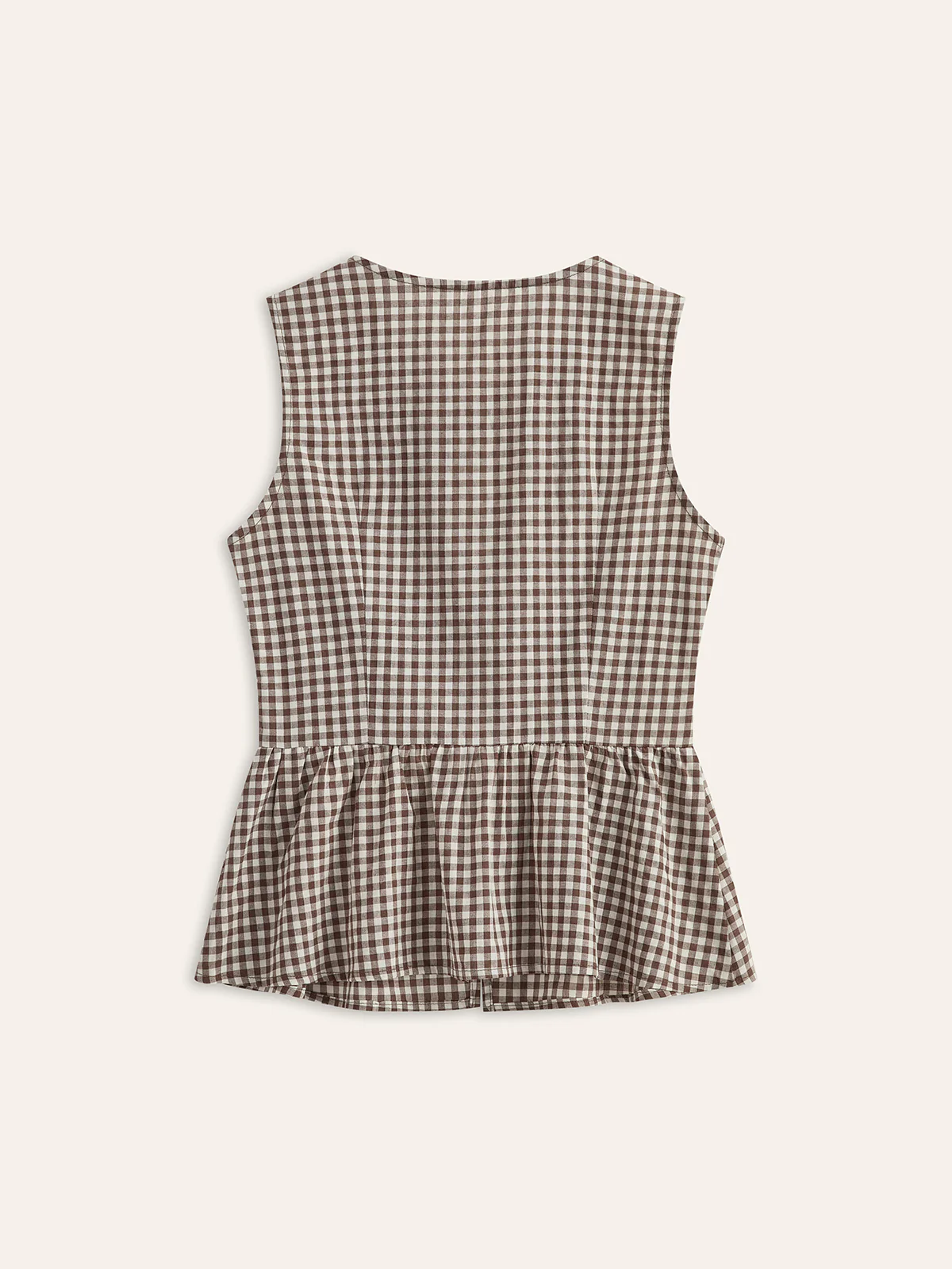 Gingham Tie-Front Peplum Top - Image 7