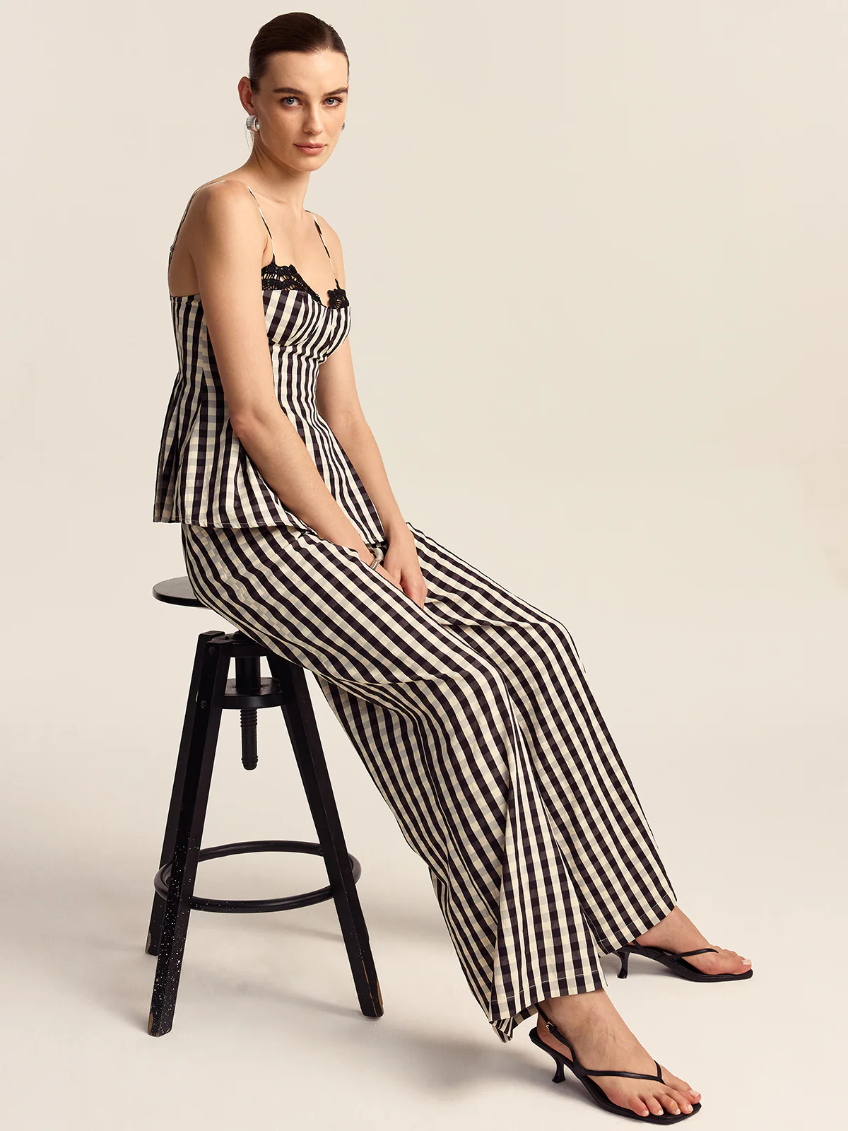 Gingham Wide-Leg Pants - Image 2