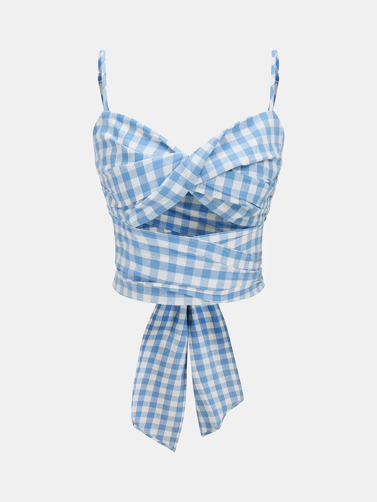Gingham Wrap Tie Cami Top & Midi Skirt Set - Image 2