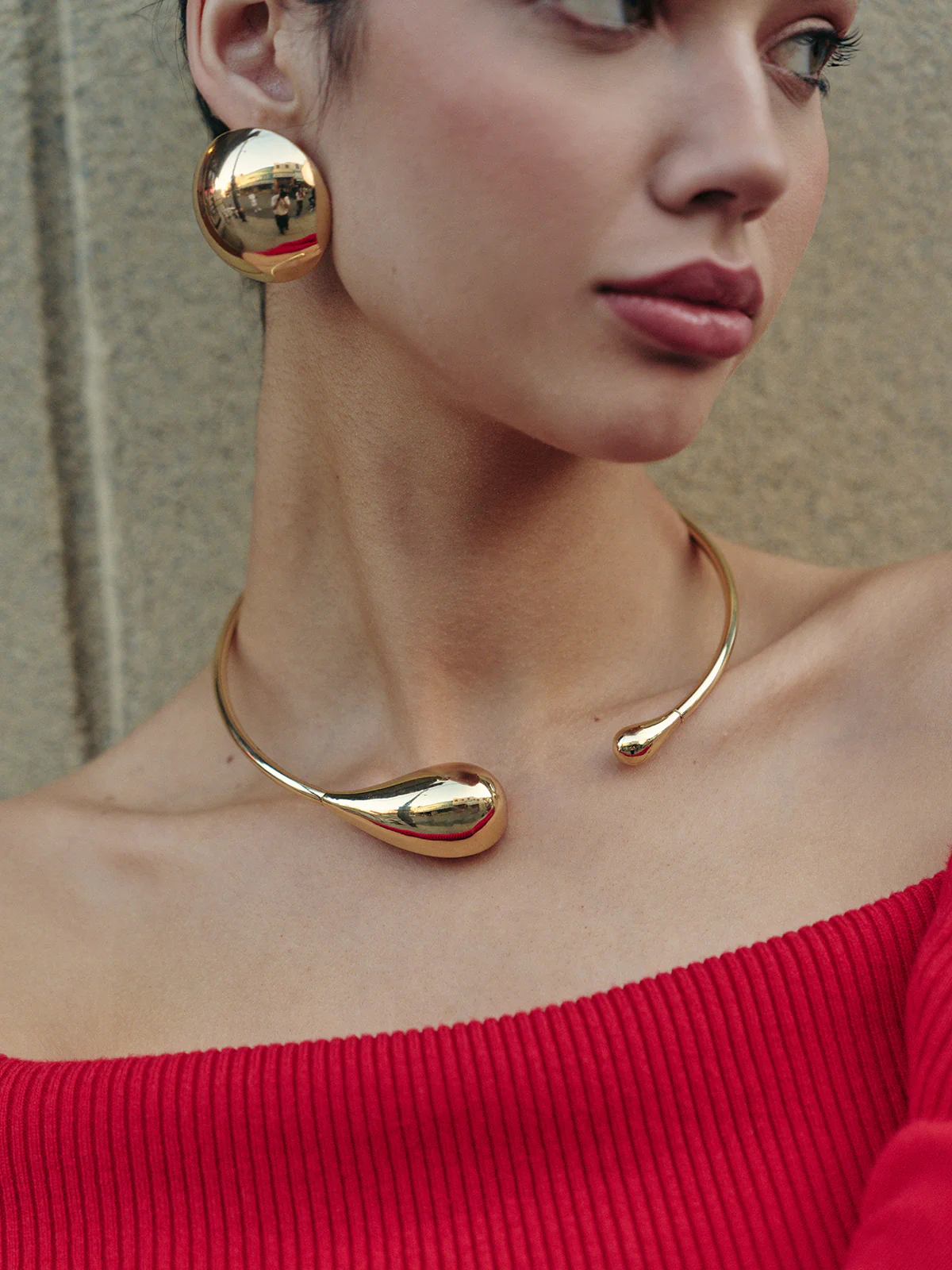 Glossy Half-Ball Stud Earrings - Image 3
